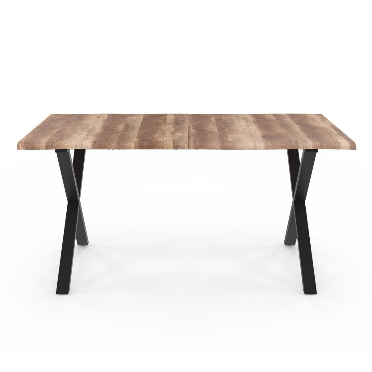 ID MARKET Table à manger rectangle DAKOTA 6 personnes pieds forme en X design industriel 160 cm