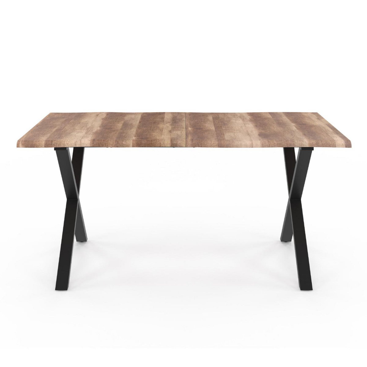 ID MARKET Table à manger rectangle DAKOTA 6 personnes pieds forme en X design industriel 160 cm