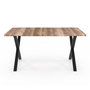 Voir la diapositive 3 : ID MARKET Table à manger rectangle DAKOTA 6 personnes pieds forme en X design industriel 160 cm