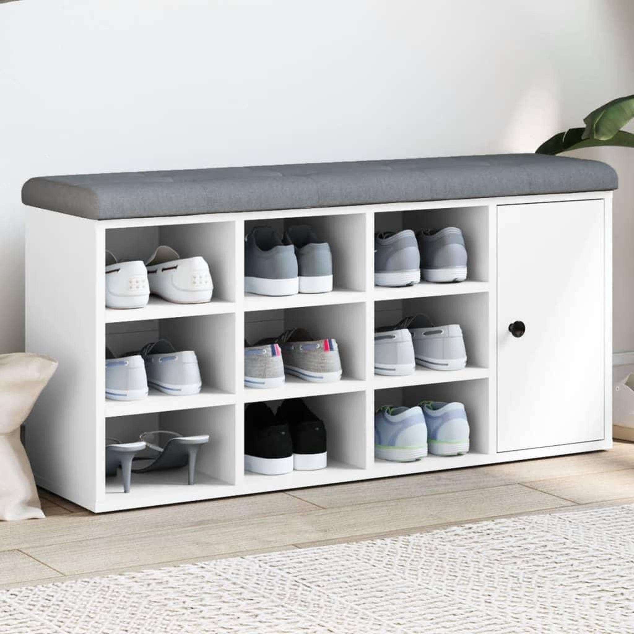 VIDAXL Banc a chaussures blanc 102x32x50 cm bois d'ingenierie
