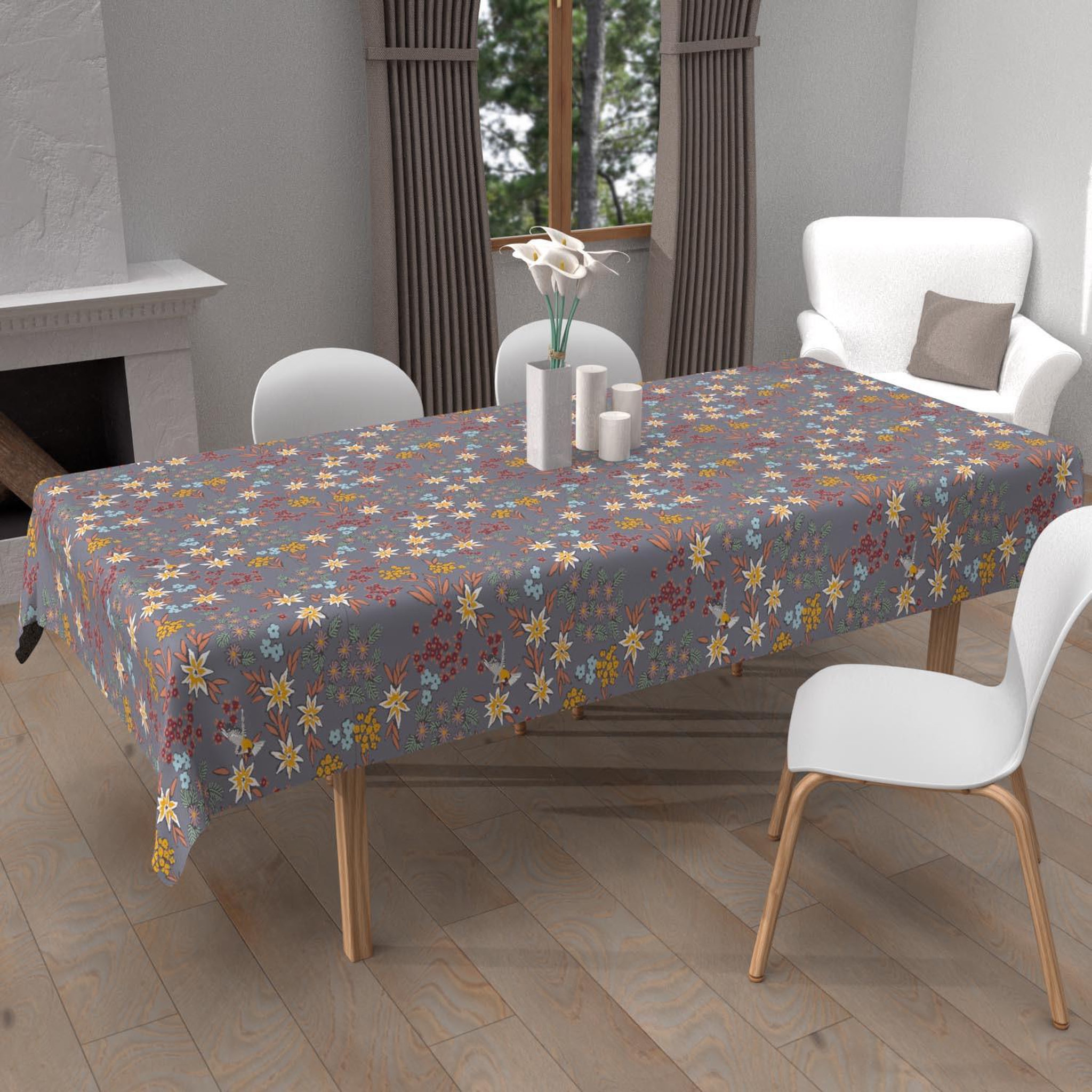 SOLEIL D'OCRE Nappe imprimée anti-tâches ARTEMIS, par Soleil d'Ocre. Coloris disponibles : Multicolore