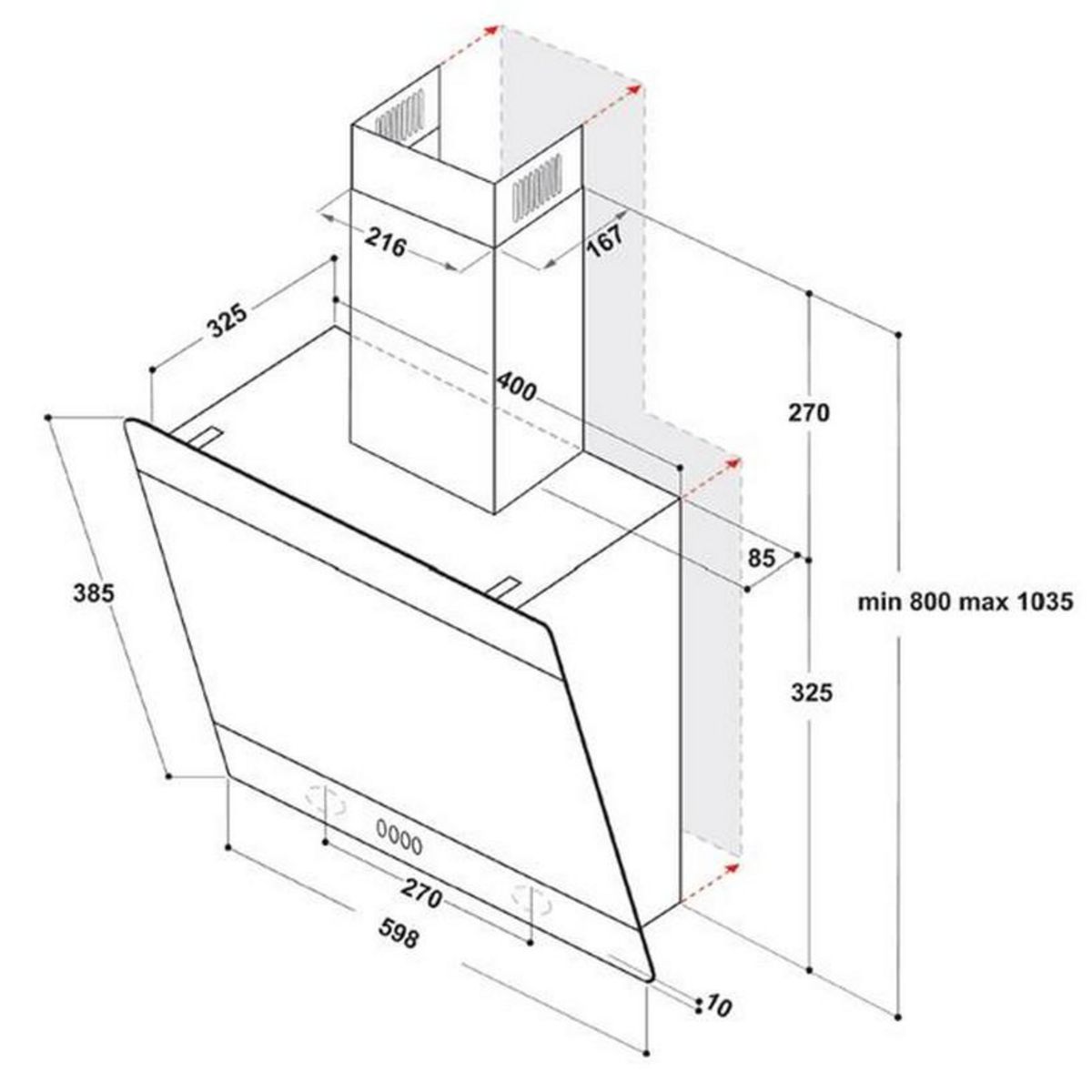 Whirlpool Hotte décorative inclinée 60cm 650m3/h noir - AKR62FLTK