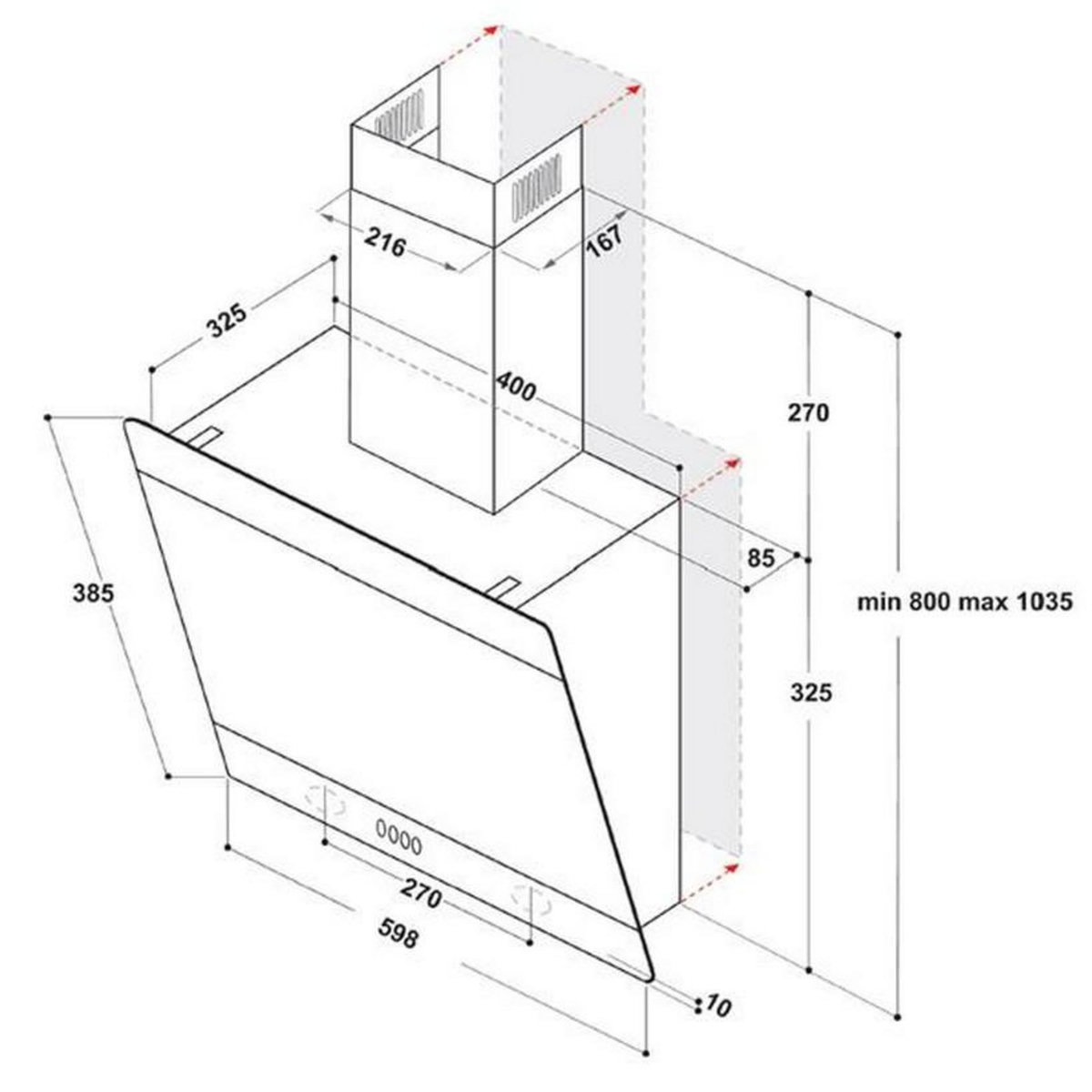 Whirlpool Hotte décorative inclinée 60cm 650m3/h noir - AKR62FLTK