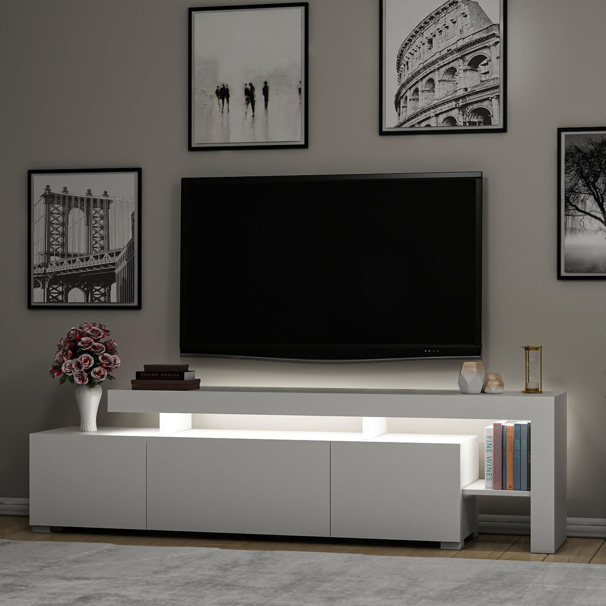 Habitat et Jardin Meuble TV en bois  Beliz  192 x 37 x 53 cm - Blanc