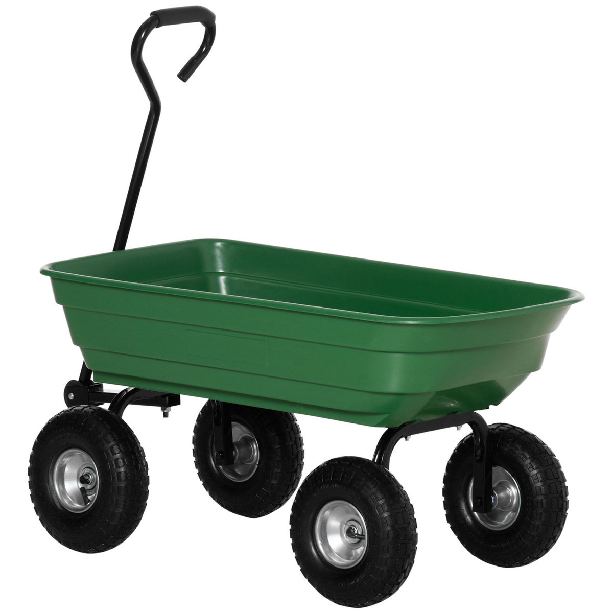 OUTSUNNY Chariot de Jardin 100L max. 250 Kg 4 roues pneumatiques poignée réglable noir vert