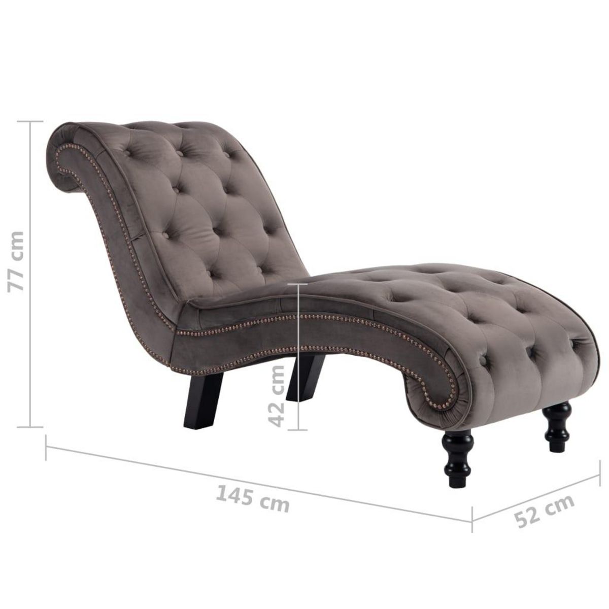 VIDAXL Chaise longue Velours Gris