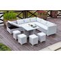 Voir la diapositive 2 : CONCEPT USINE Salon de jardin encastrable 10 places en résine gris-gris FIDJI