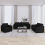 Voir la diapositive 1 : VIDAXL Ensemble de canapes 3 pcs avec coussins noir tissu