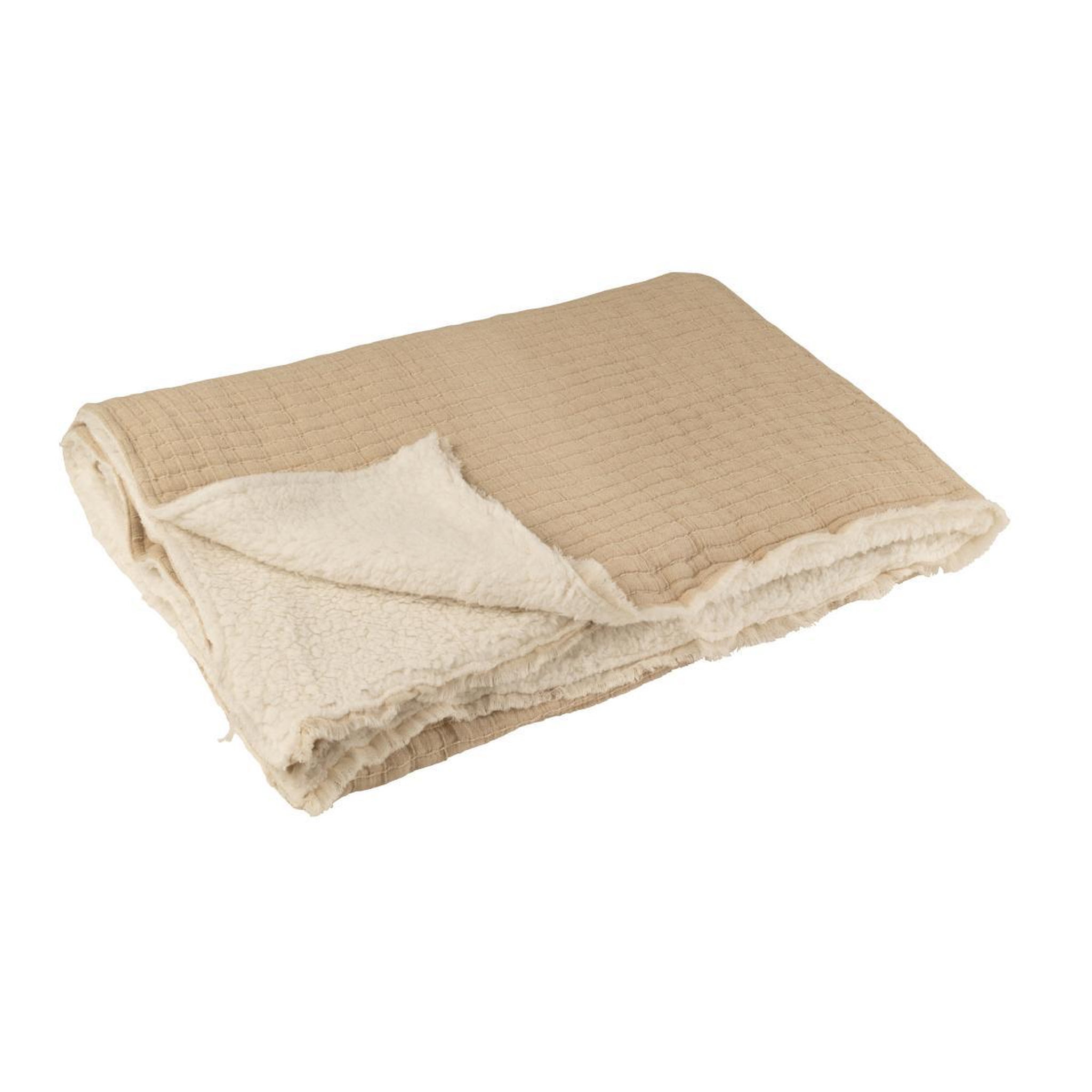 J-LINE Plaid déco lignes  teddy  130x180cm beige
