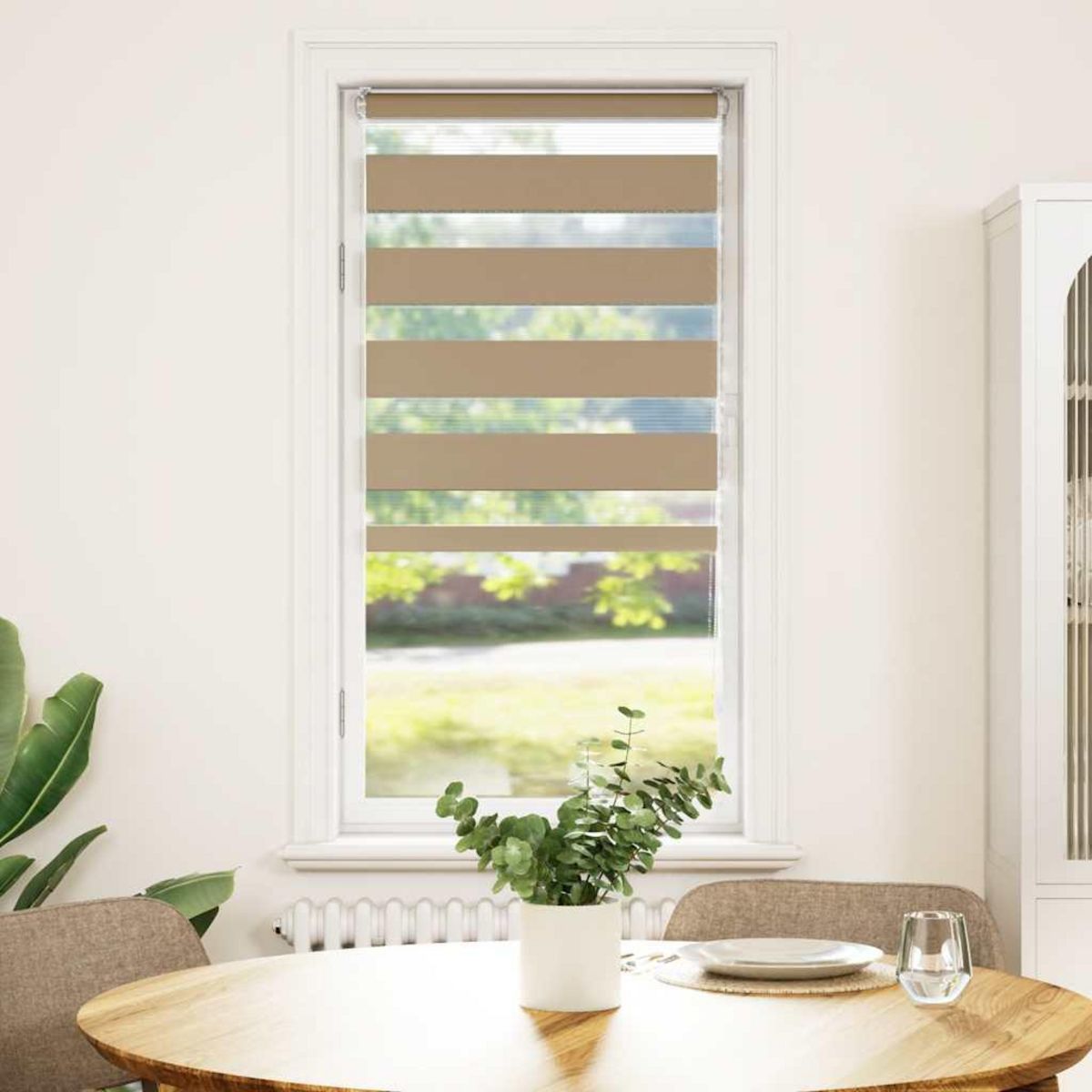 VIDAXL Store zebre marron sable largeur du tissu 60,9 cm polyester