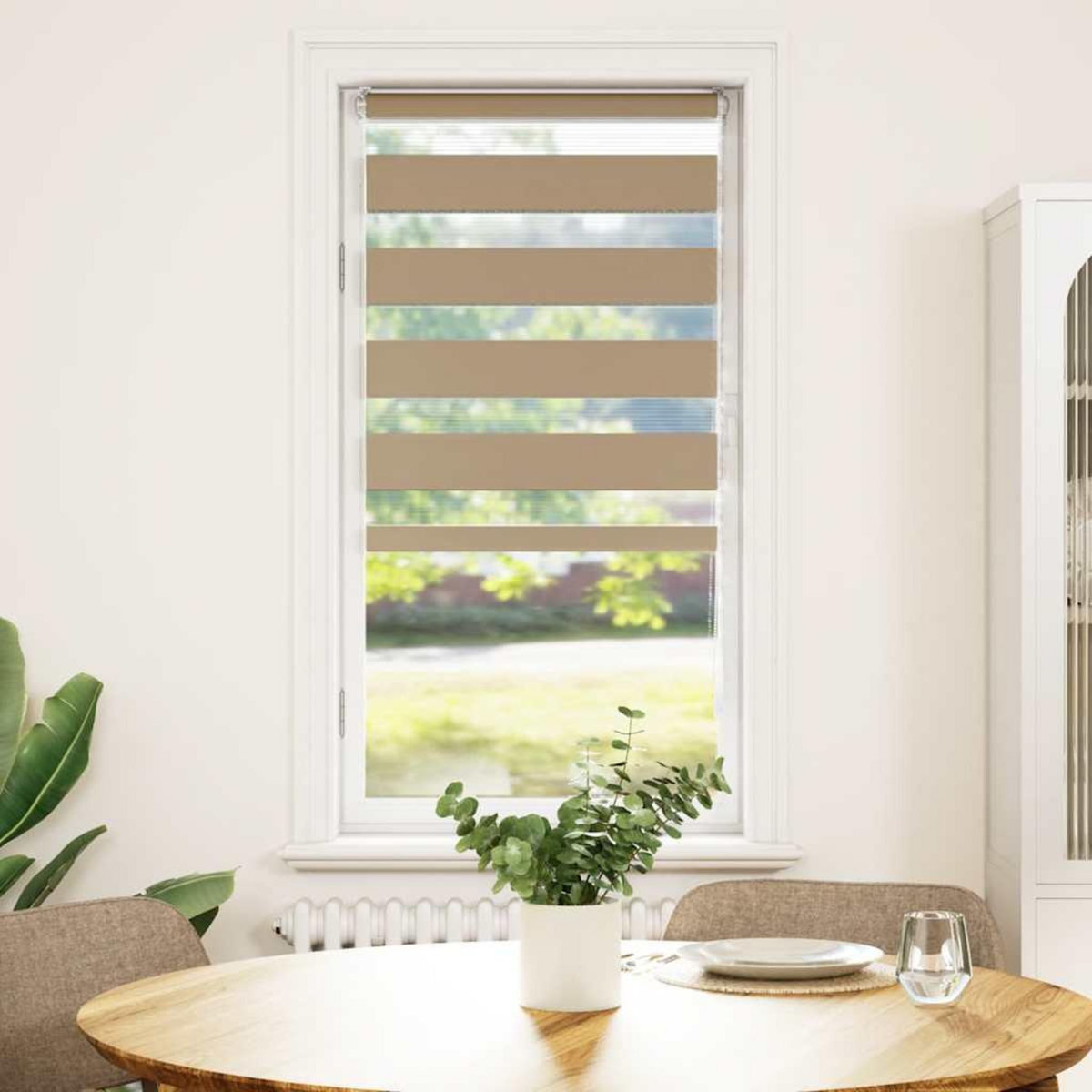 VIDAXL Store zebre marron sable largeur du tissu 60,9 cm polyester