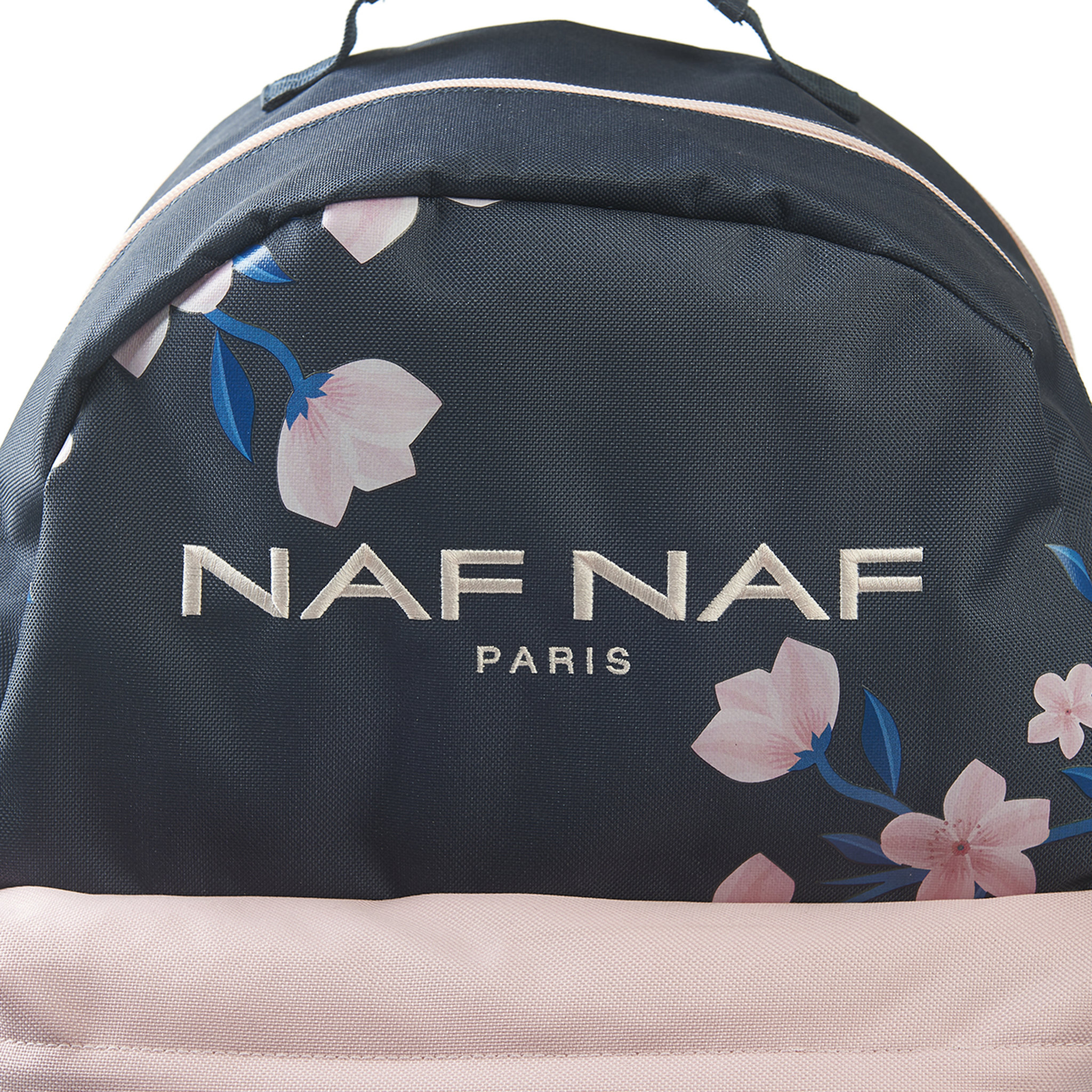 Voir la diapositive 4 : Naf Naf Sac à dos 2 compartiments bleu motif fleurs 