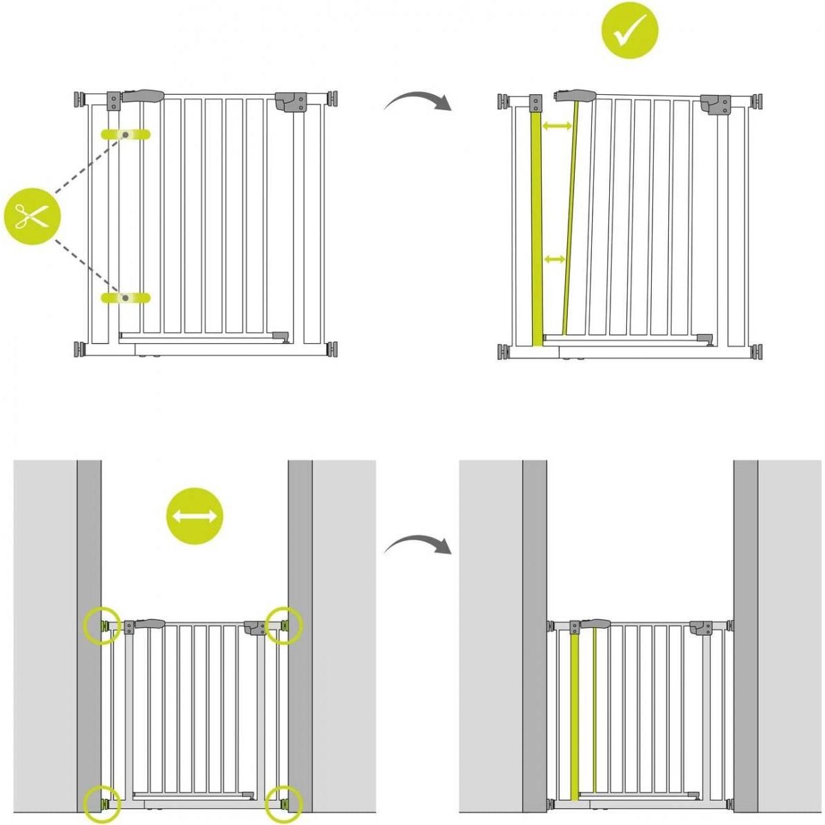 HAUCK Porte de sécurité Gate Stop N Safe 2 + Rallonge 21 cm Argent