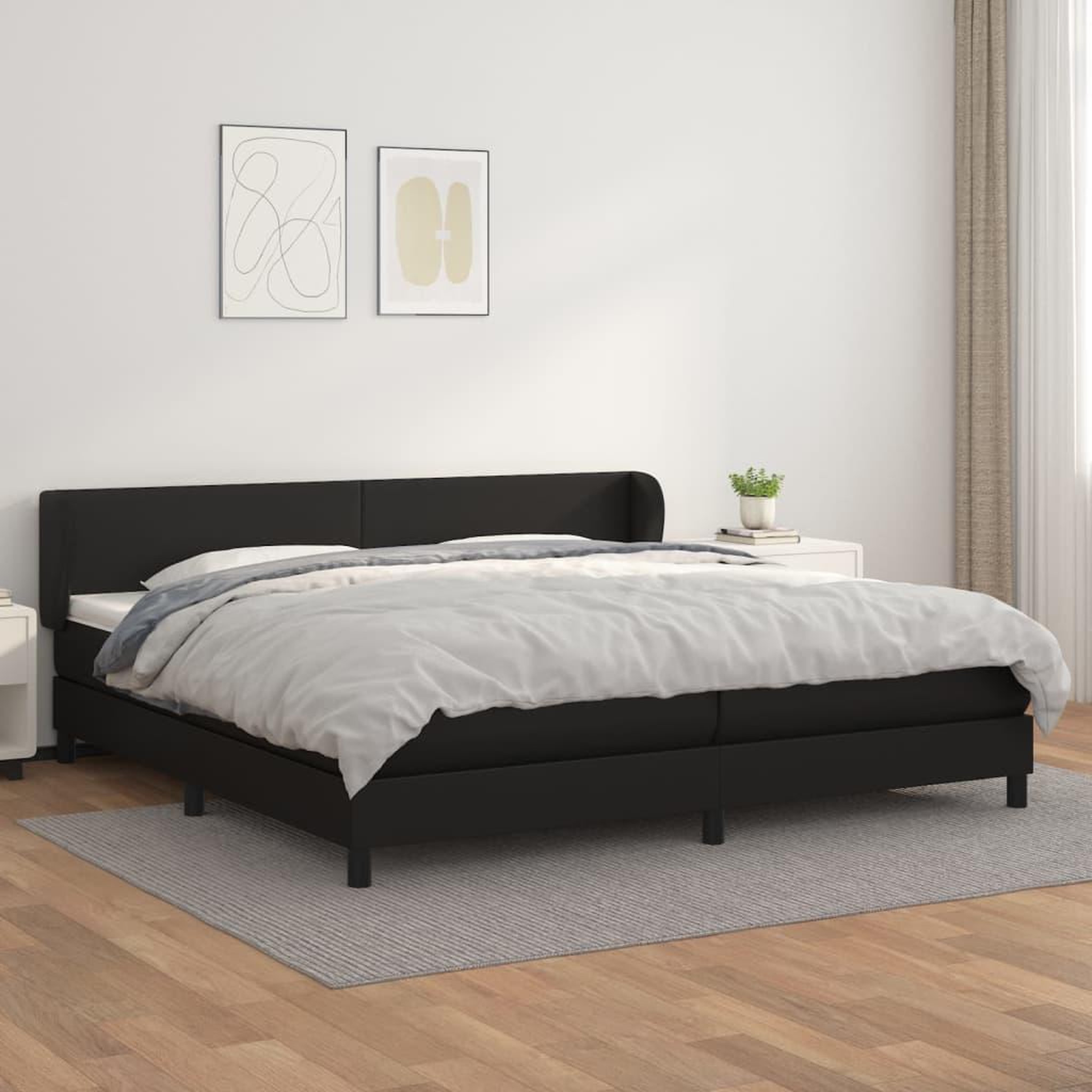 Voir la diapositive 1 : VIDAXL Sommier a lattes de lit avec matelas Noir 200x200 cm Similicuir