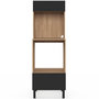 Voir la diapositive 3 : ID MARKET Armoire colonne de cuisine four/micro-ondes 60 cm CINA 2 portes noir et façon hêtre