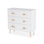 Voir la diapositive 6 : SWEEEK Commode enfant. décor bois. blanc. 3 tiroirs. pieds et poignées nuage en pin