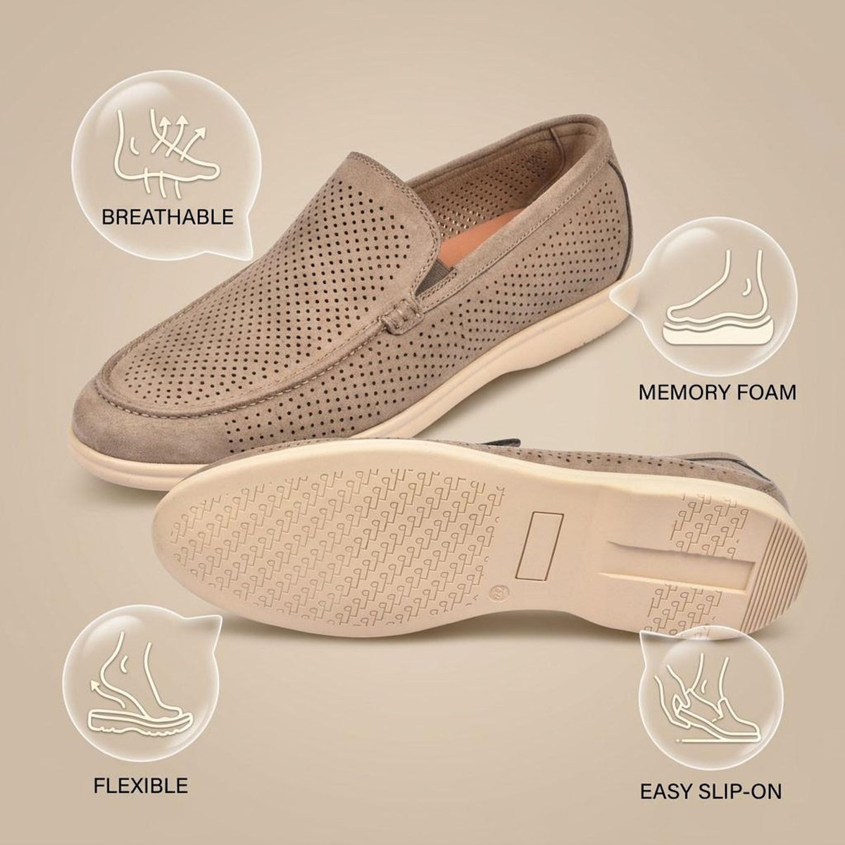 OZABI OZABI Mocassins Homme Microperfores Premium Slip On Confort 40-45