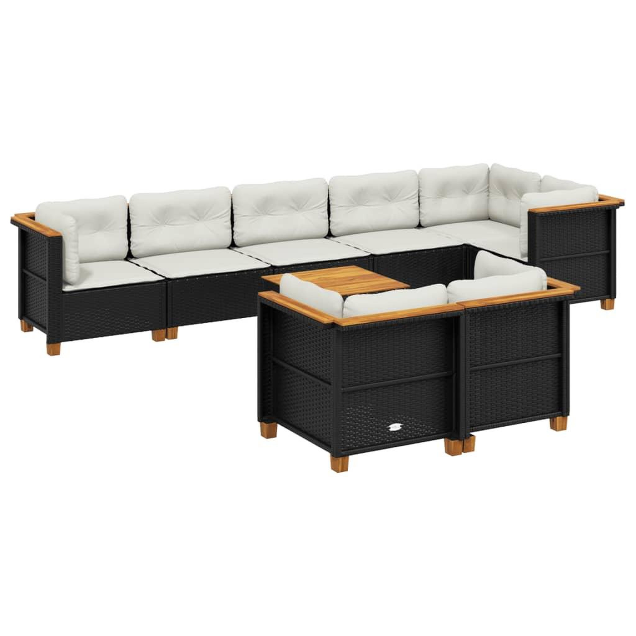 Voir la diapositive 2 : VIDAXL Salon de jardin 9 pcs avec coussins noir resine tressee
