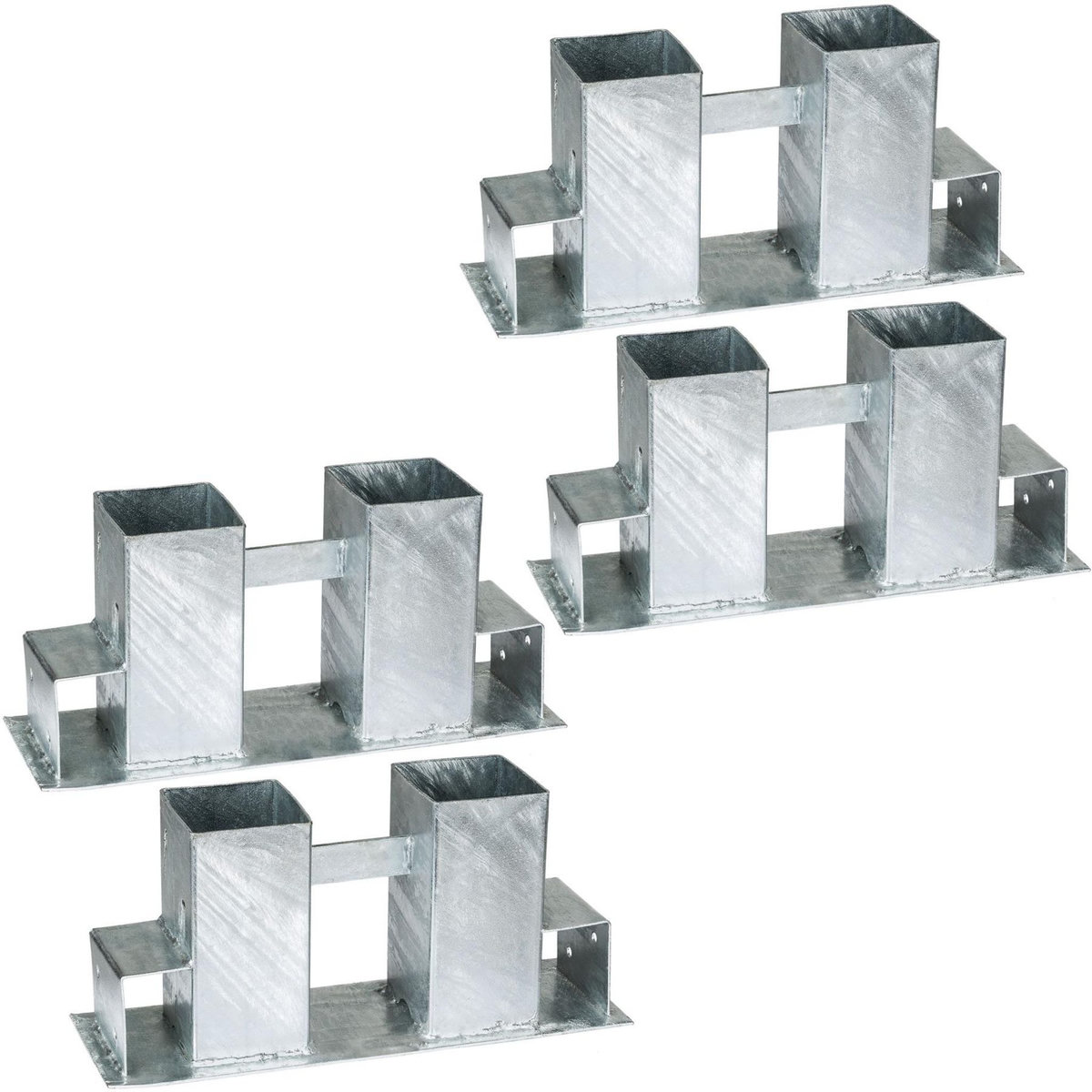 tectake Lot de 4 supports pour empiler le bois en acier galvanisé argent