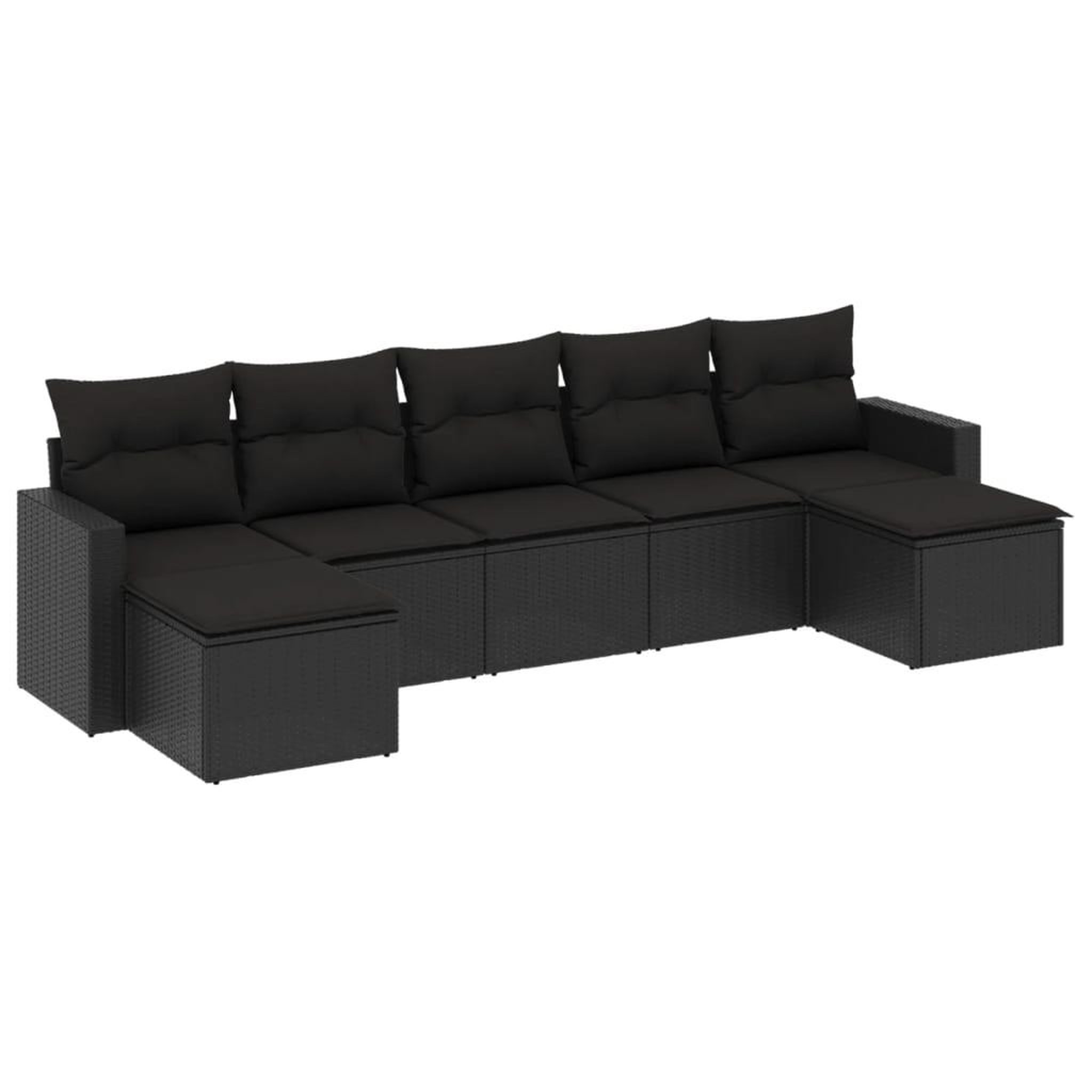 Voir la diapositive 2 : VIDAXL Salon de jardin 7 pcs avec coussins noir resine tressee