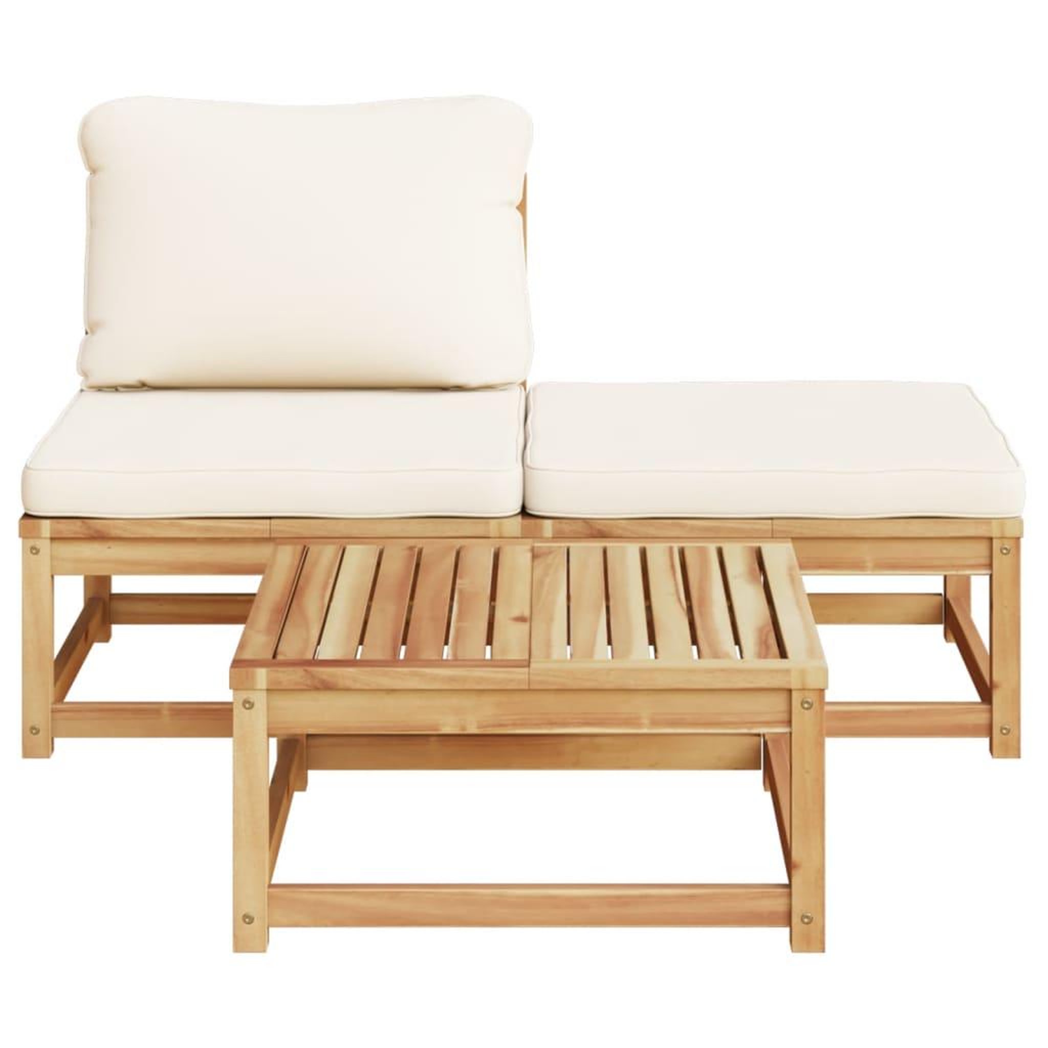 Voir la diapositive 4 : VIDAXL Salon de jardin 3 pcs avec coussins bois massif d'acacia