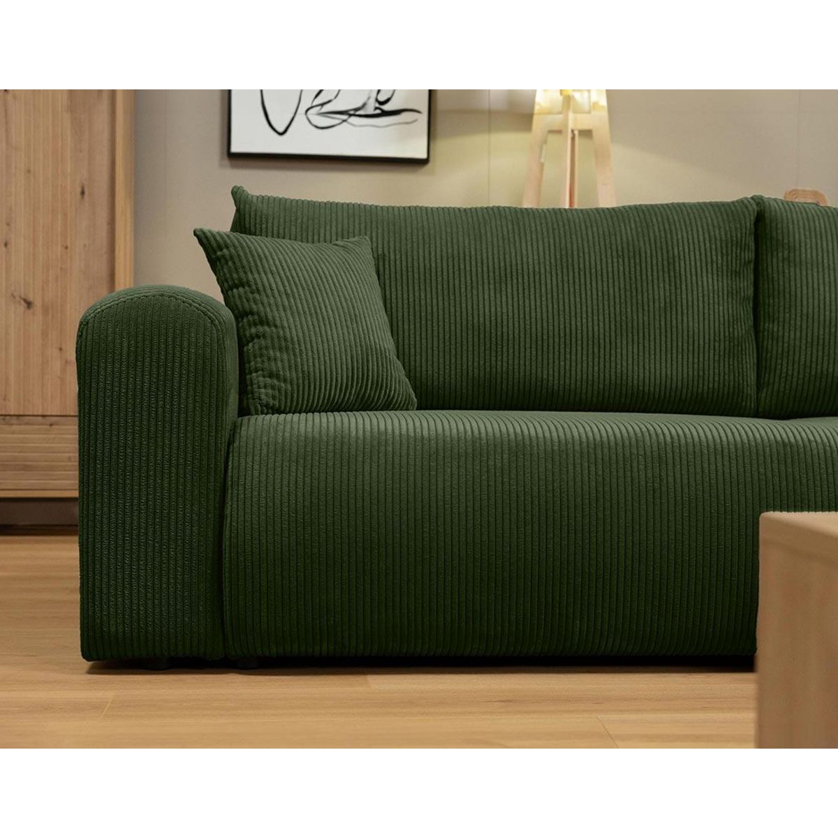 BEST MOBILIER Naomi - canapé d'angle réversible 4 places convertible avec coffre en velours côtelé