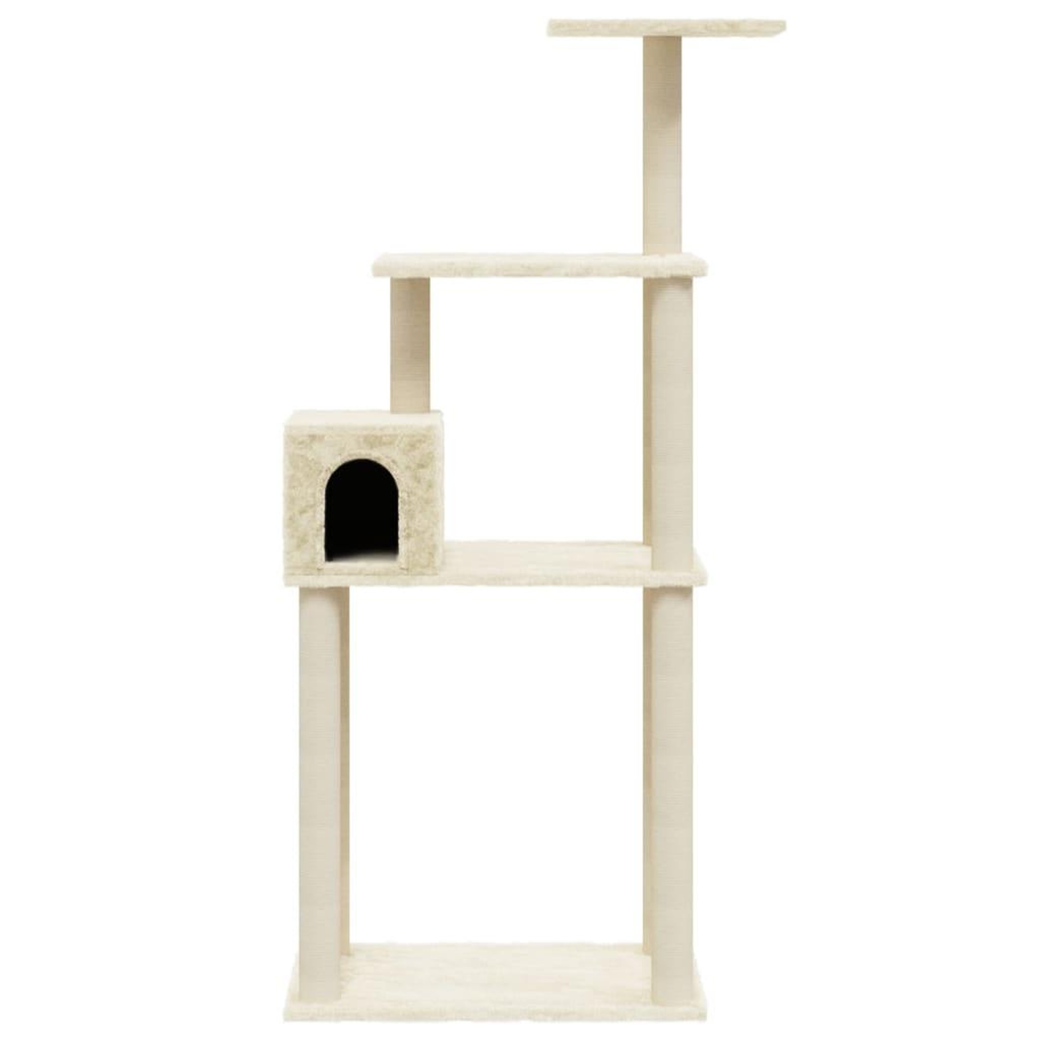 Voir la diapositive 4 : VIDAXL Arbre a chat avec griffoirs en sisal Creme 147 cm