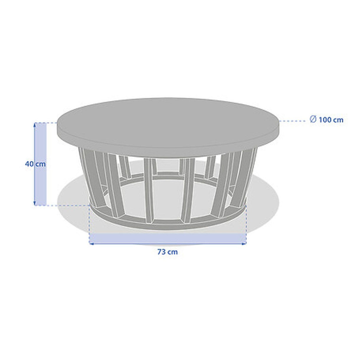 HESPERIDE Table basse de jardin ronde en bois et béton LEMINDO - Marron
