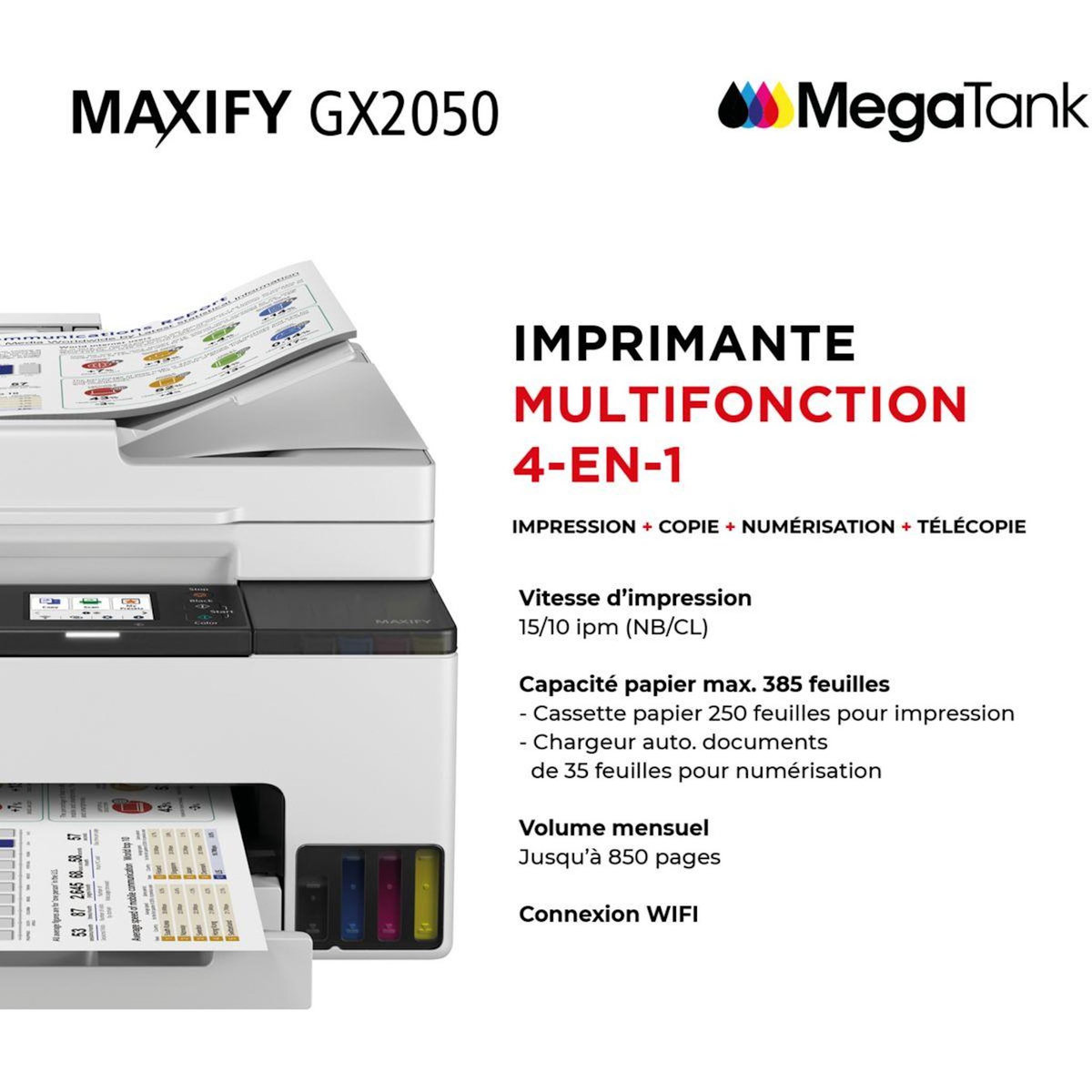Canon Imprimante jet d'encre Megatank Maxify GX2050 Multi Pack