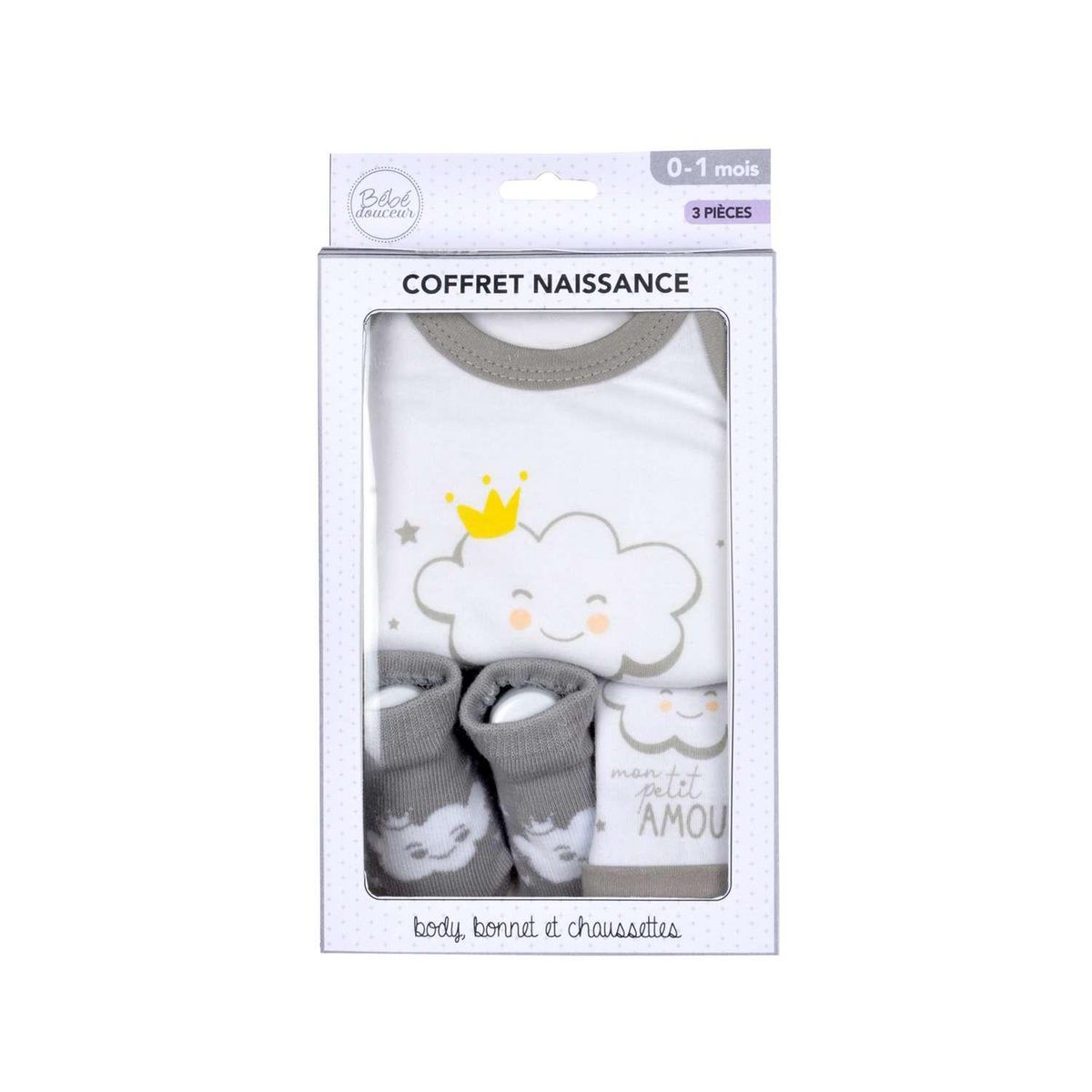 BEBE DOUCEUR Coffret de naissance avec body, bonnet et chaussettes