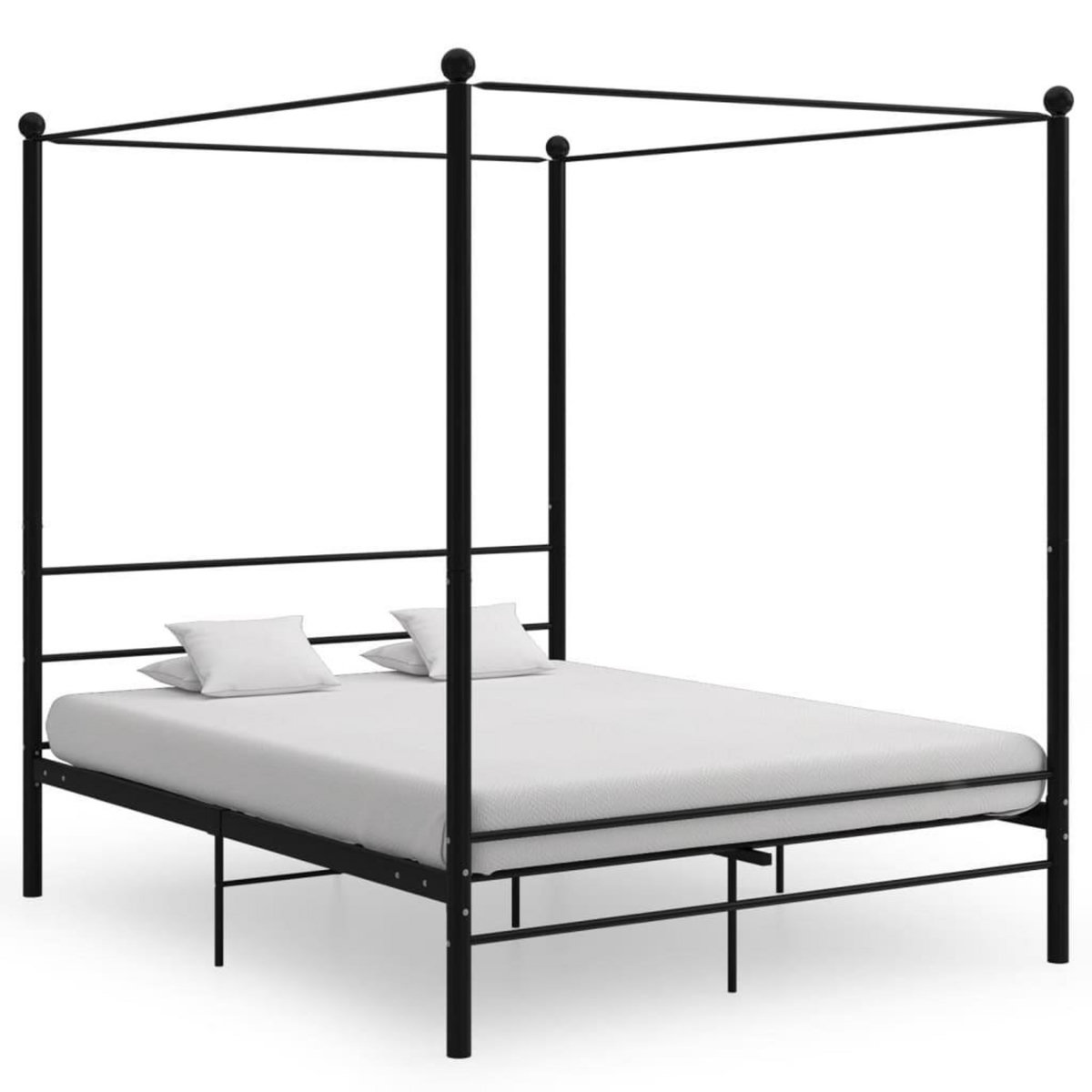 VIDAXL Cadre de lit a baldaquin sans matelas noir 160x200 cm metal