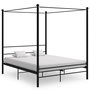 Voir la diapositive 1 : VIDAXL Cadre de lit a baldaquin sans matelas noir 160x200 cm metal