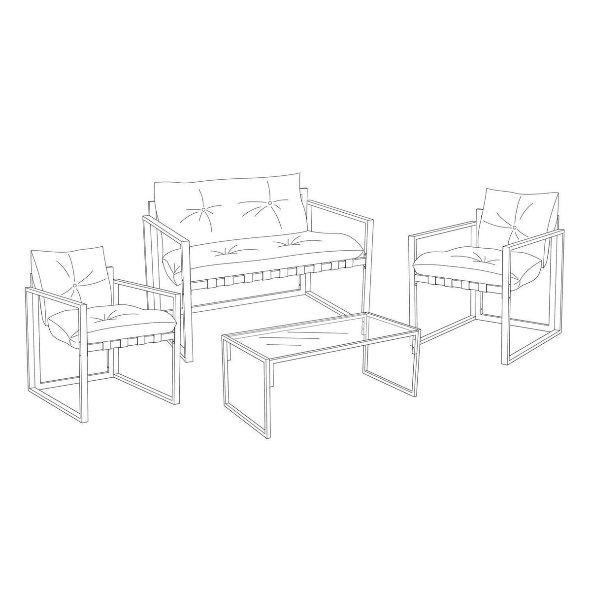 The Home Deco Factory Salon de jardin Halden - Blanc et marron