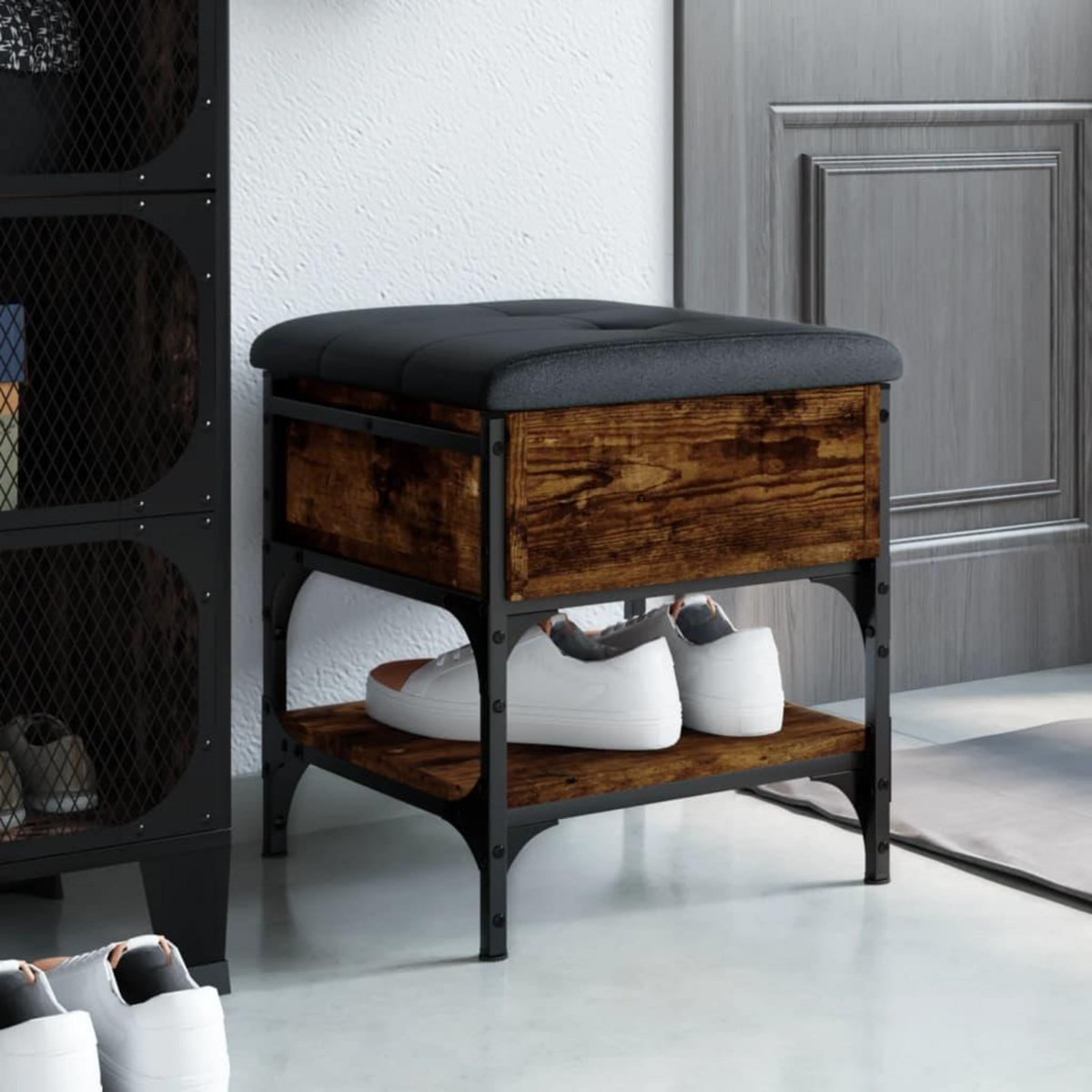 VIDAXL Banc a chaussures chene fume 42x42x45 cm bois d'ingenierie