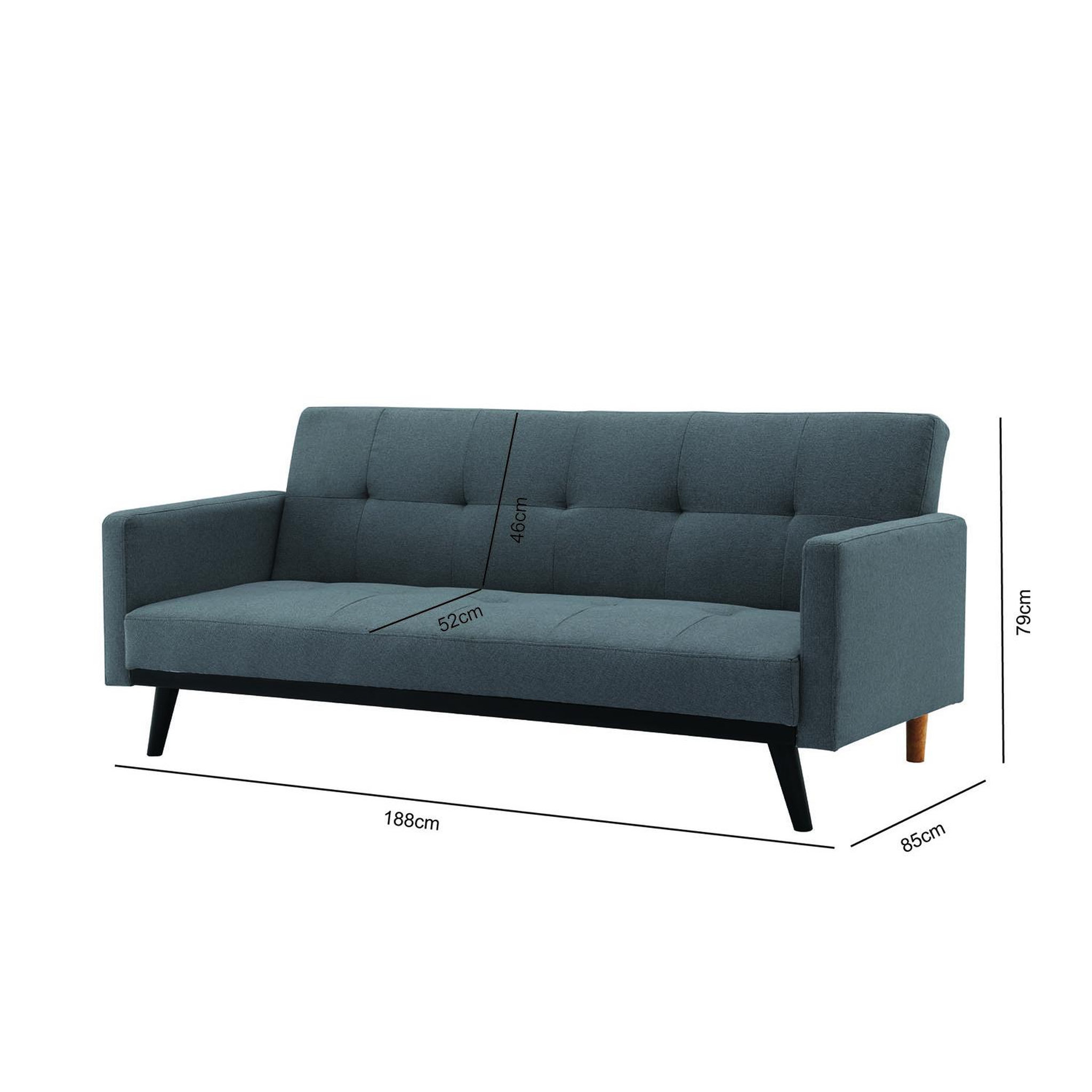 Voir la diapositive 4 : CONCEPT USINE Canapé convertible 3 places en tissu gris foncé pieds noirs leon