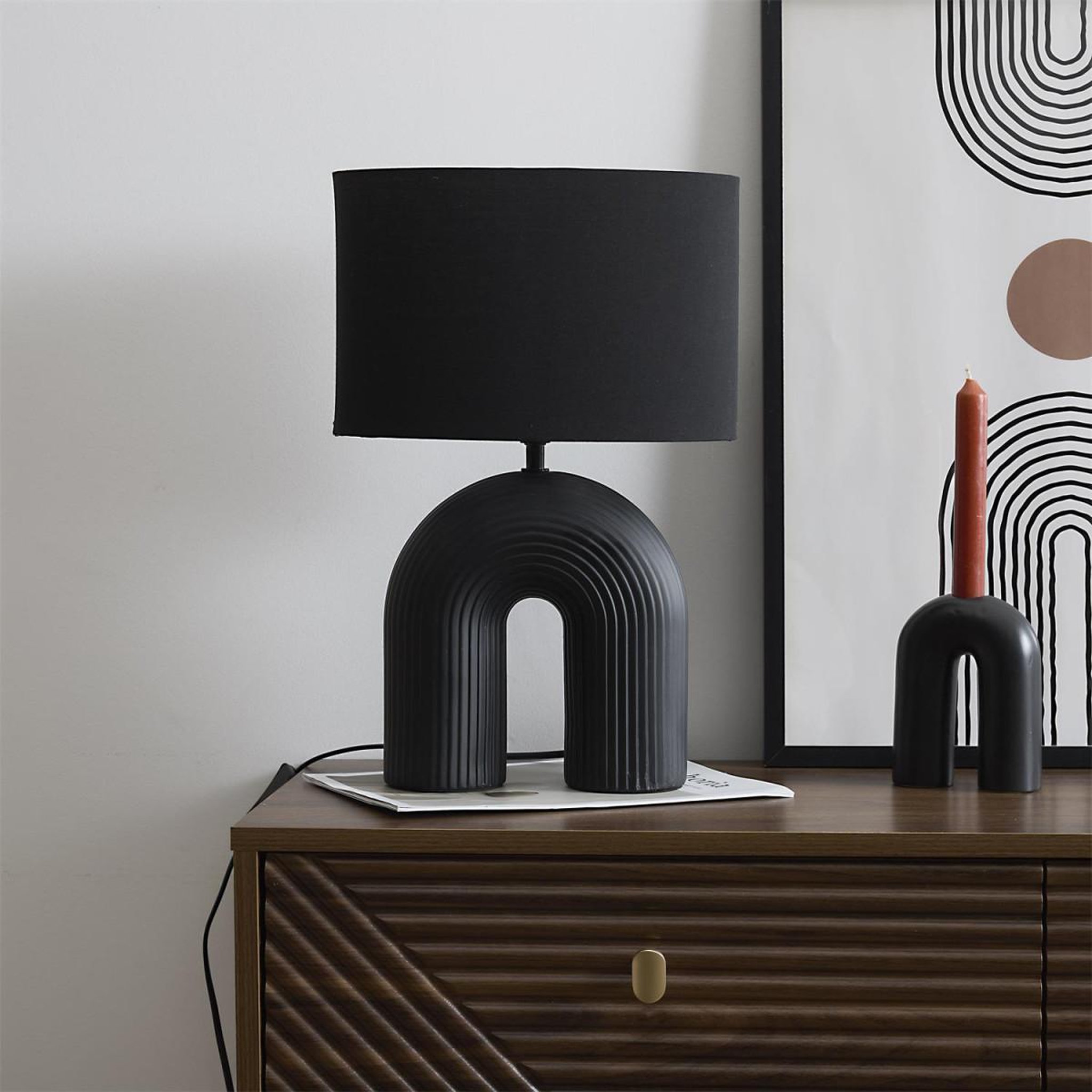 Voir la diapositive 4 : The Home Deco Factory Lampe à poser en céramique  archi  42cm noir