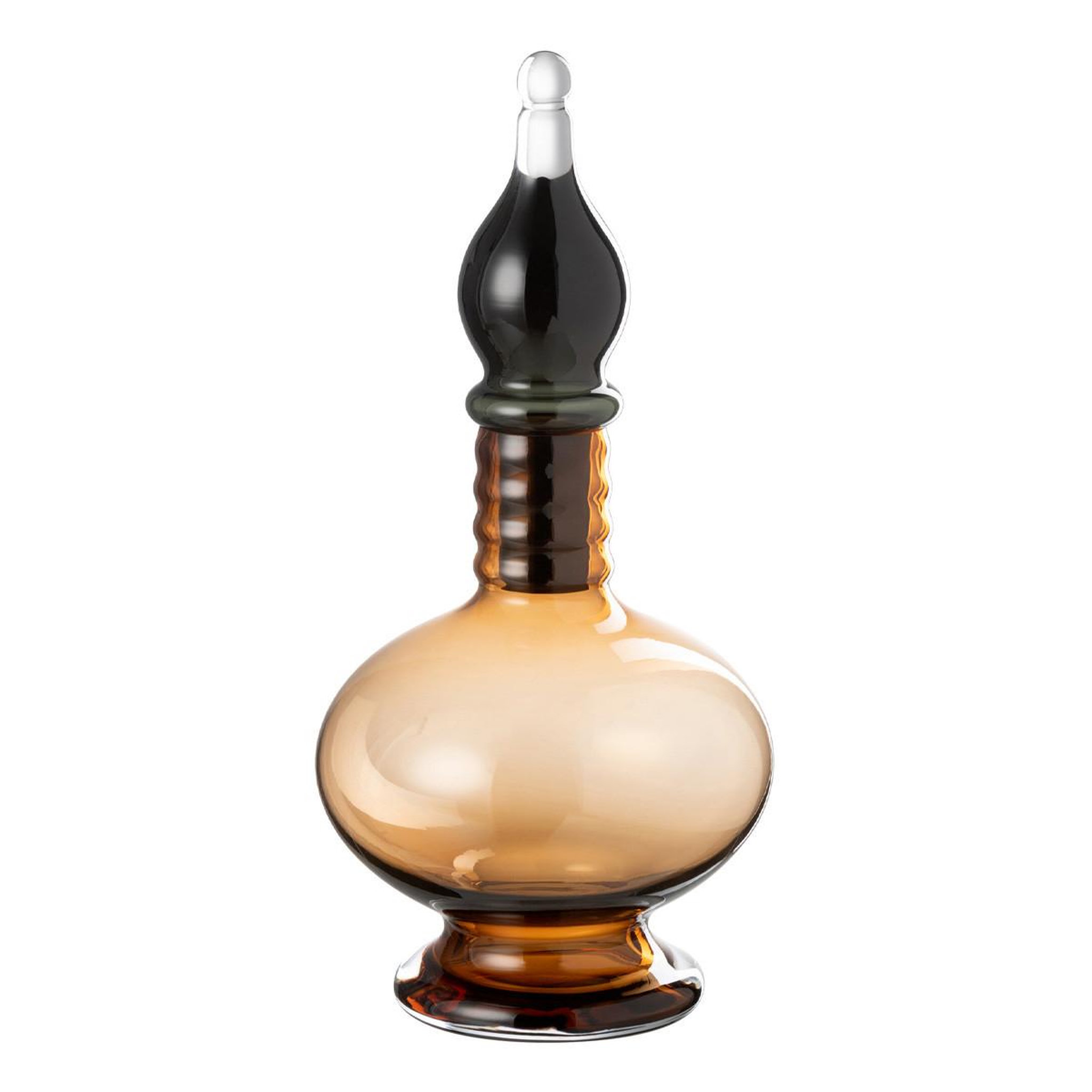 J-LINE Vase bouchon fiole en verre  jo  38cm marron