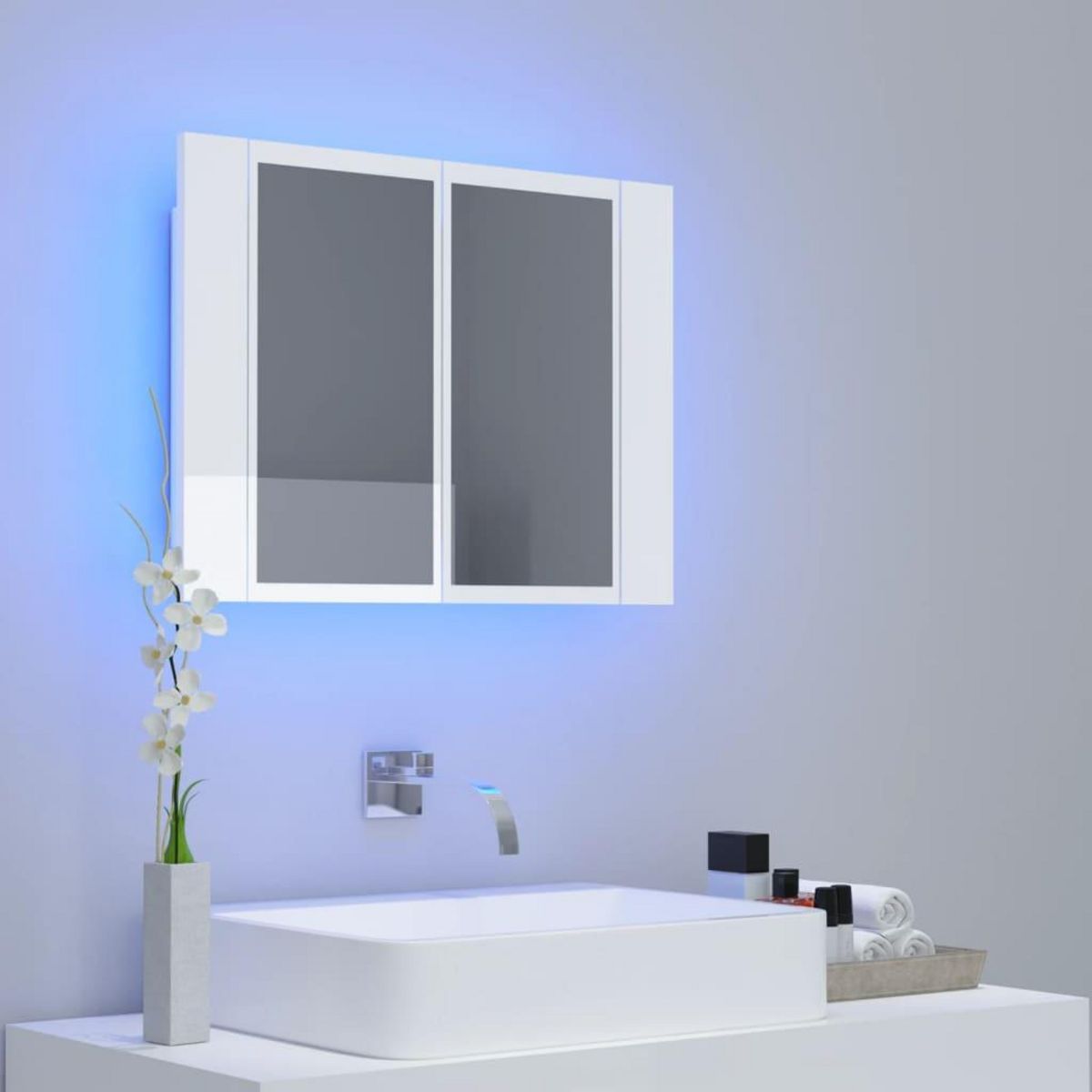VIDAXL Armoire a miroir de bain a LED Blanc brillant Acrylique