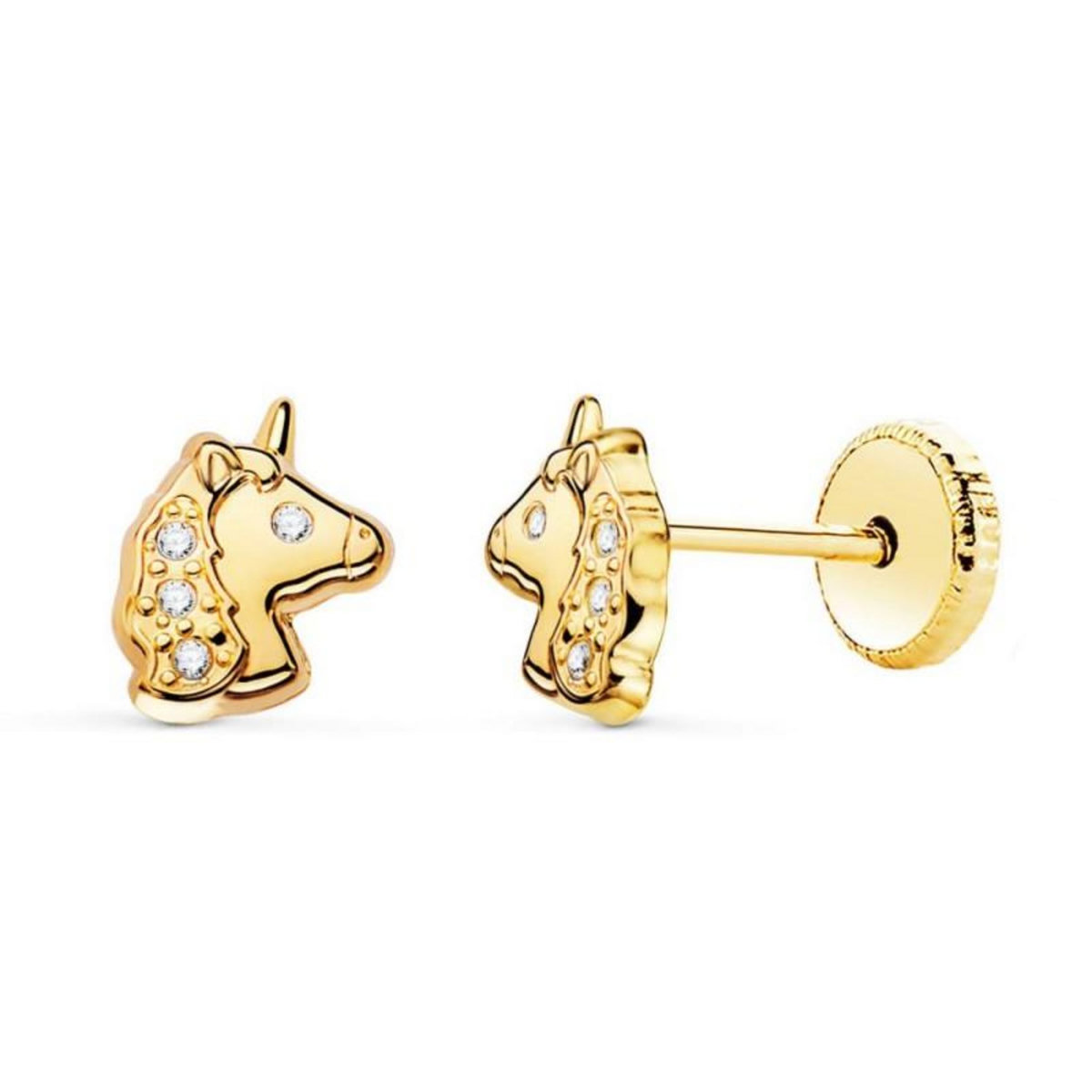 L'ATELIER D'AZUR Boucles d'Oreilles Or 18 Carats 750/000 Jaune Motif Licorne - Fille
