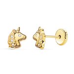 L'ATELIER D'AZUR Boucles d'Oreilles Or 18 Carats 750/000 Jaune Motif Licorne - Fille