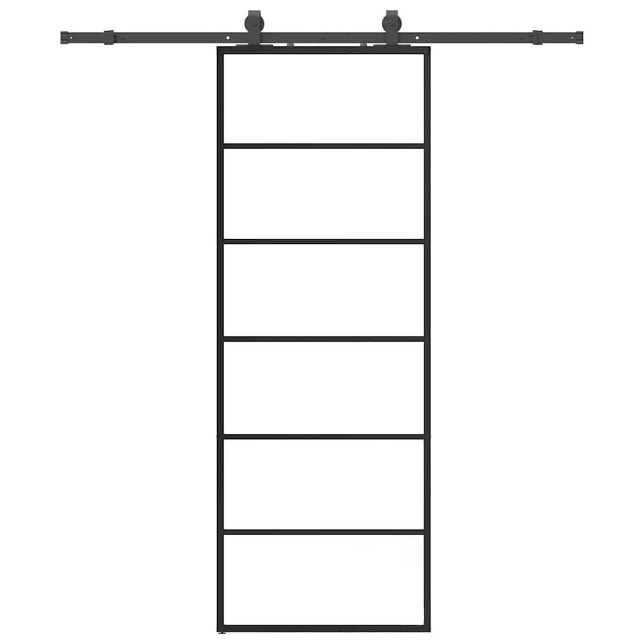 Voir la diapositive 2 : VIDAXL Porte coulissante kit de quincaillerie noir 76x205 cm verre ESG
