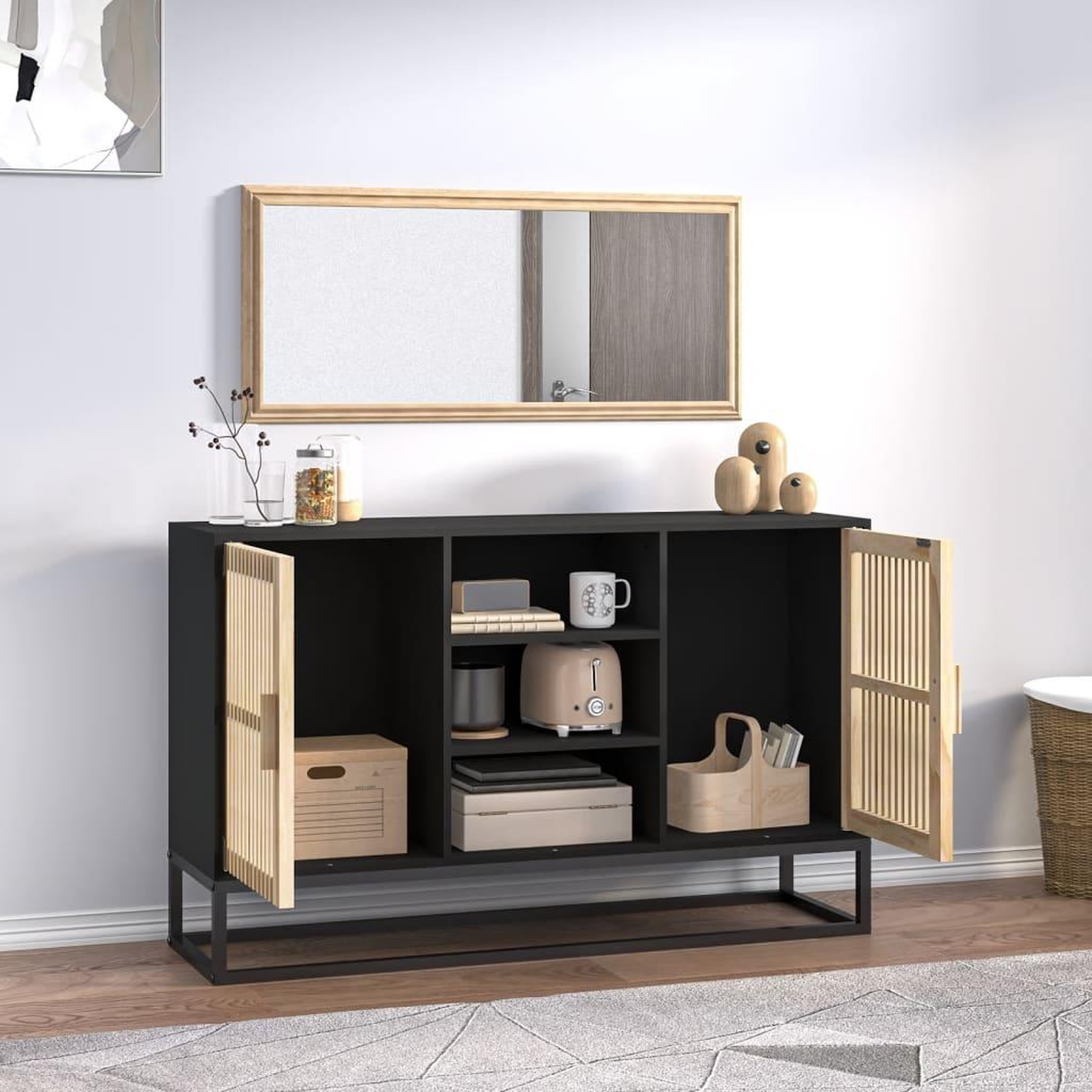 Voir la diapositive 3 : VIDAXL Buffet noir 105x30x65 cm bois d'ingenierie