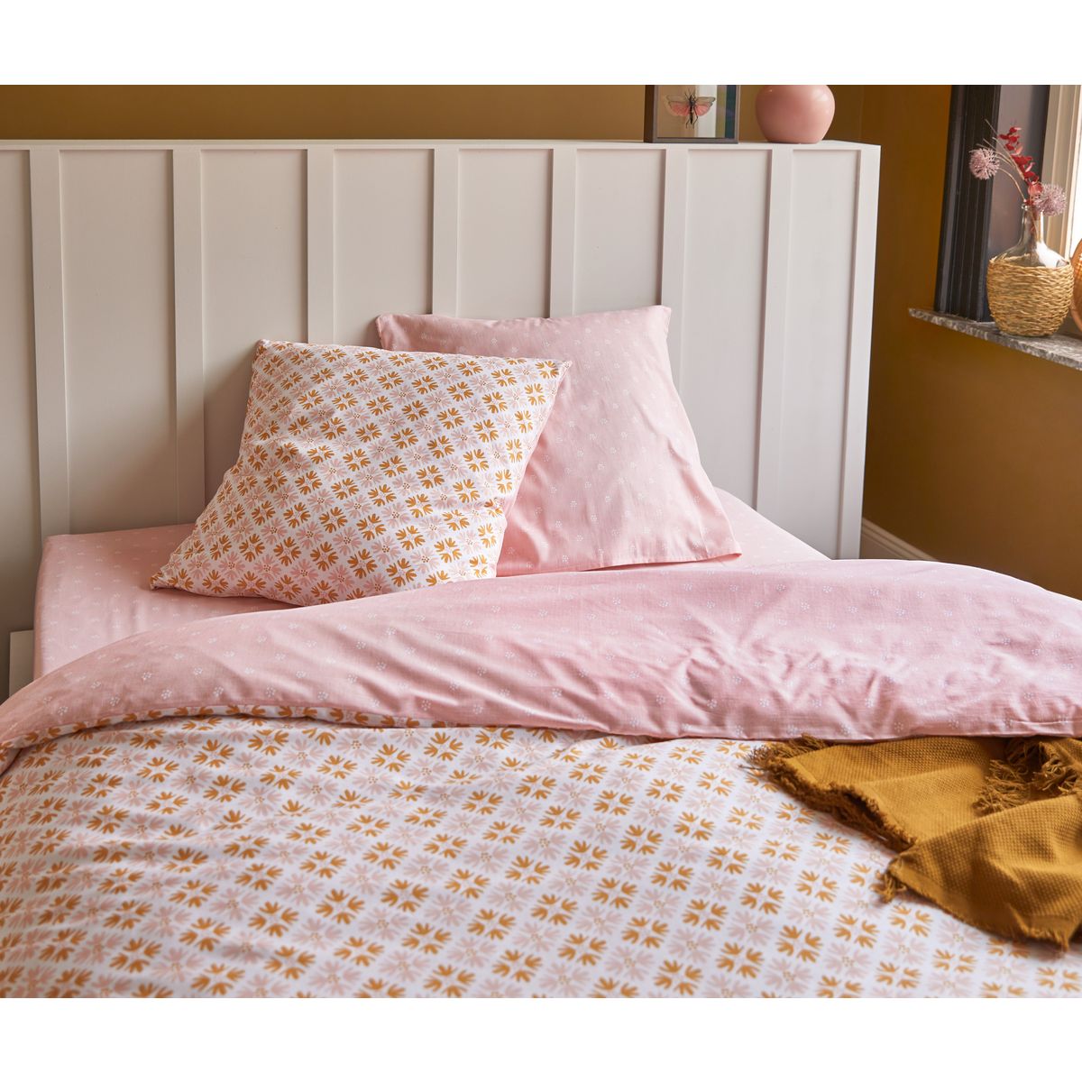 Parure housse de couette + drap housse en polycoton RACHEL