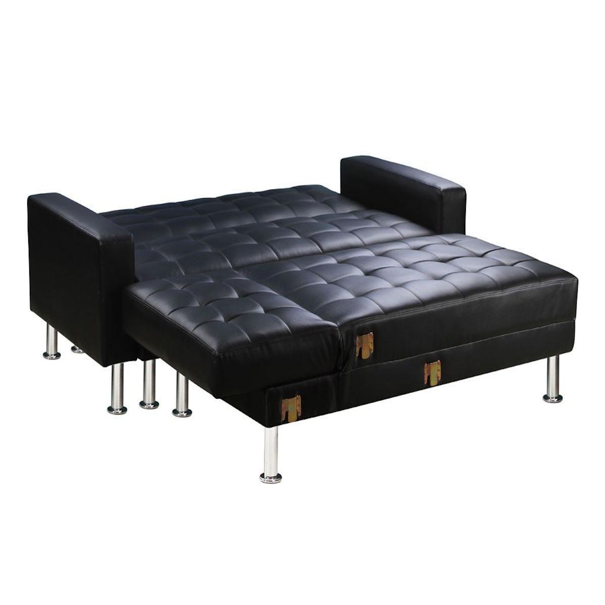 Habitat et Jardin Canapé d'angle convertible et réversible  Theo  - 258 x 82/147 x 82 cm - 4 places - Noir