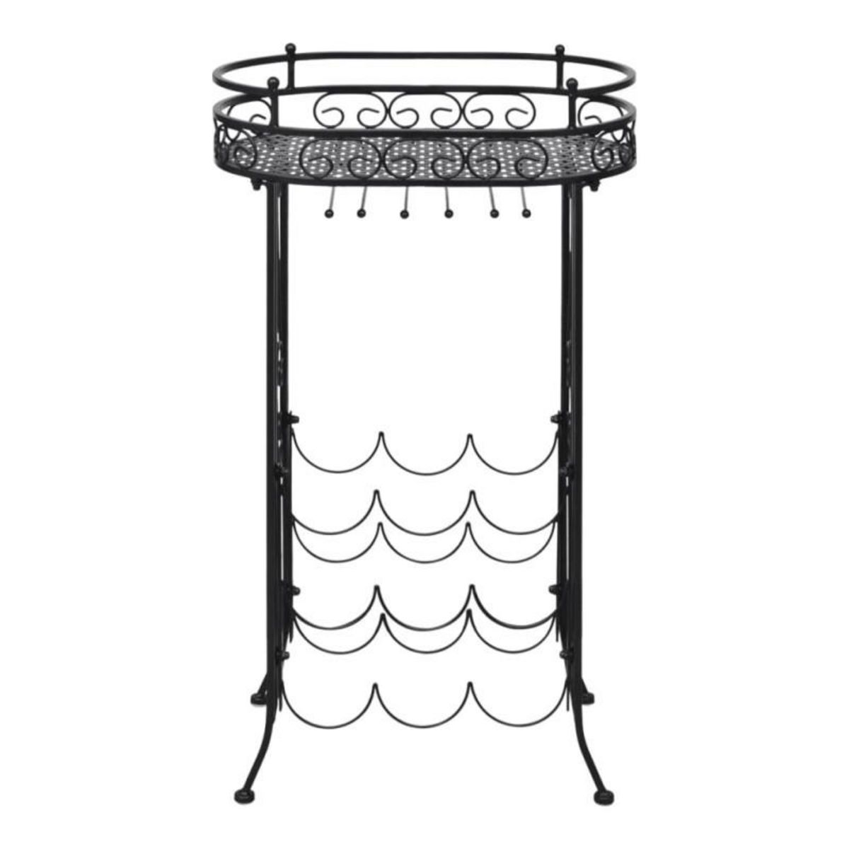 VIDAXL Casier à bouteilles avec porte verre pour 9 bouteilles Métal