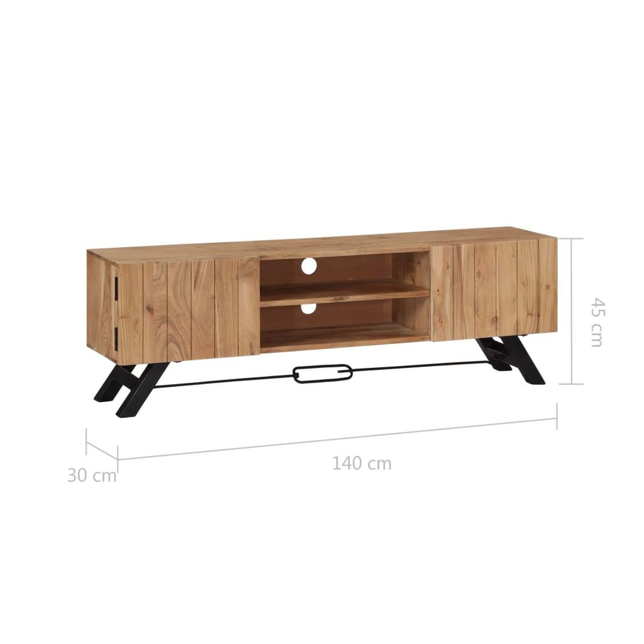 Voir la diapositive 6 : VIDAXL Meuble tv 140x30x45 cm bois d'acacia massif