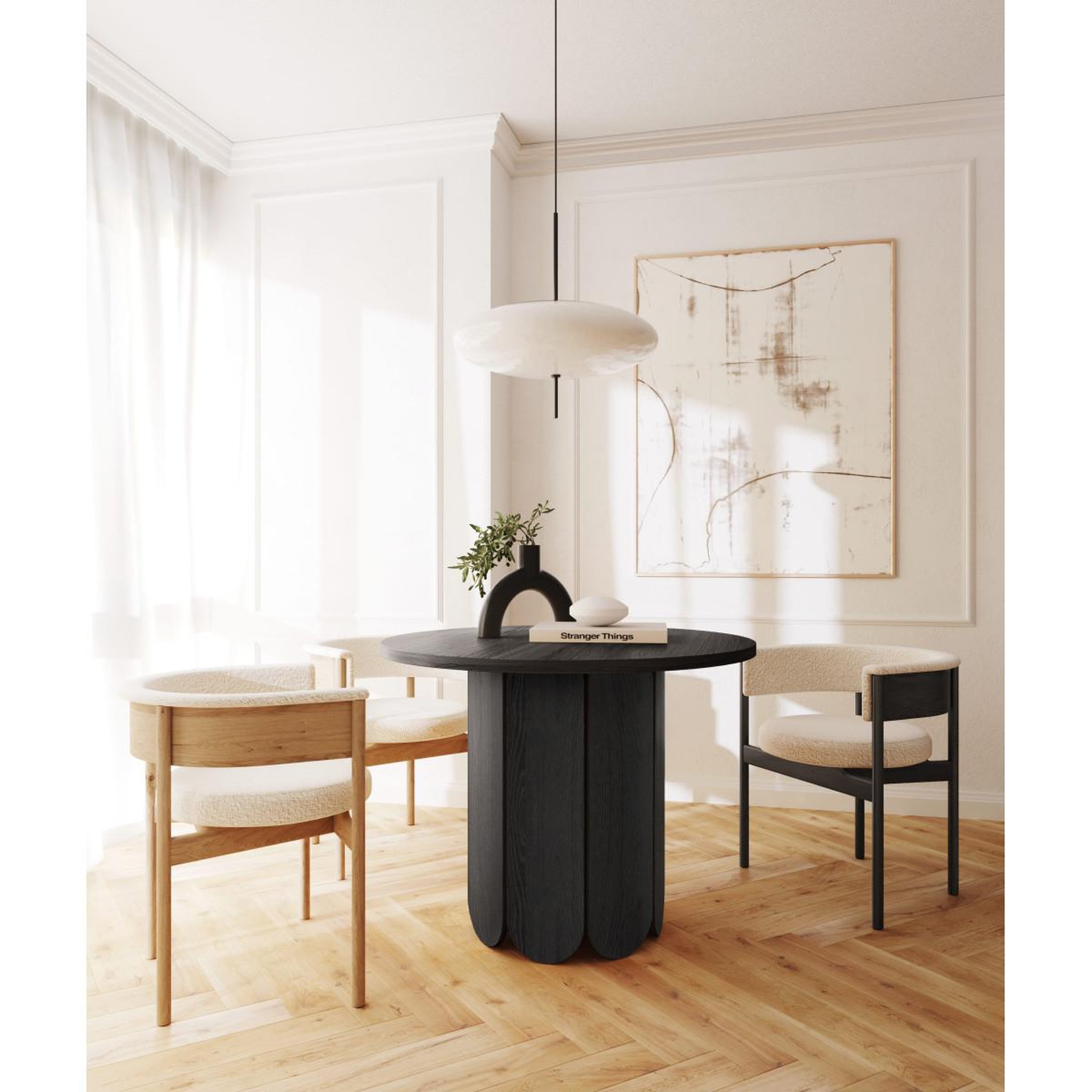 Voir la diapositive 4 : Paris Prix Table à manger ronde design  soft  98cm chêne & noir