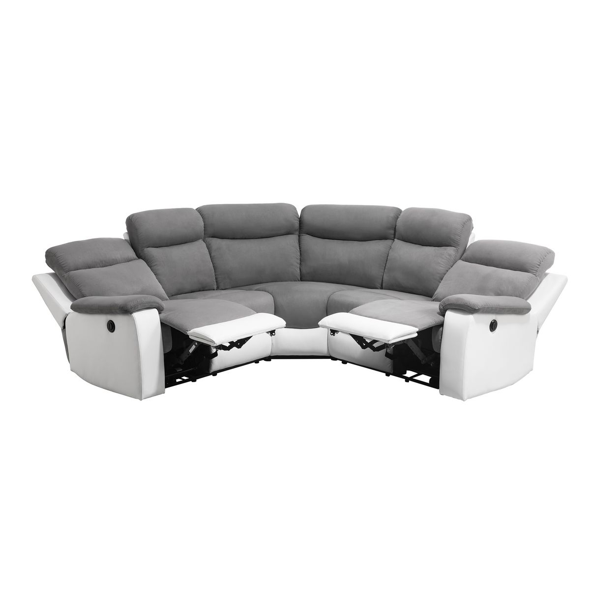 Canapé d'angle relax électrique tissu simili 6 places HELENA