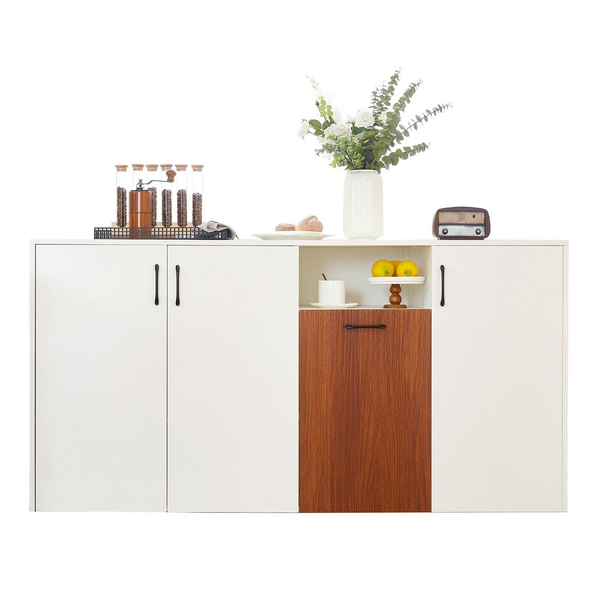 MERAX Buffet 4 porte(s) 0 tiroir(s) - 160 cm blanc panneaux de particules