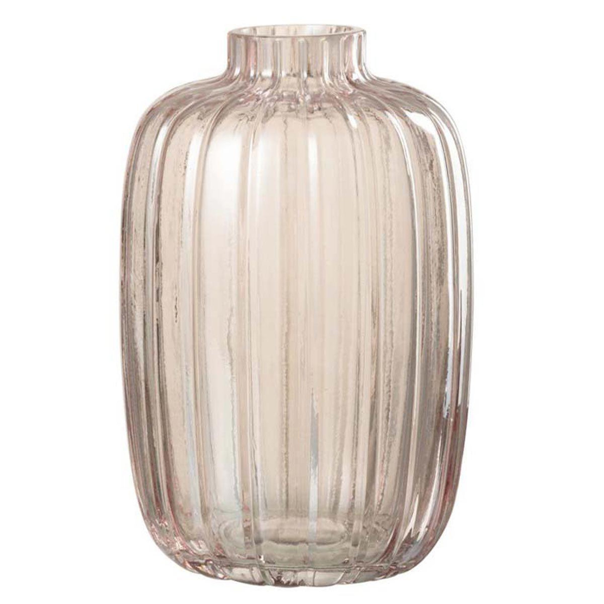 J-LINE Vase Design en Verre  Lignes  20cm Rose